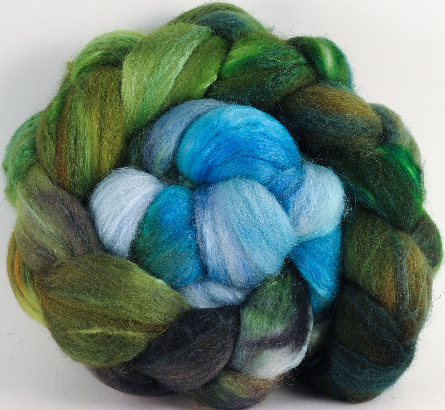 Batt in a Braid #44- Iseran (5.4 oz) - Southdown/Tussah Silk/Kid Mohair (65/25/10) - Inglenook Fibers