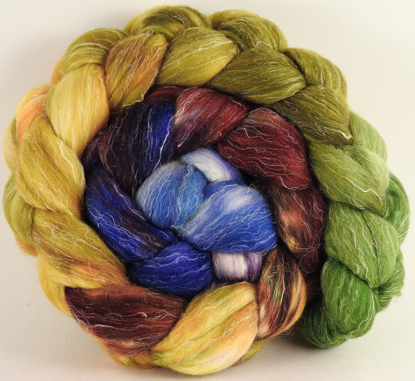 Batt in a Braid #29 - Toulouse (5.3 oz.) Rambouillet / Tussah / Flax (40/40/20) - Inglenook Fibers