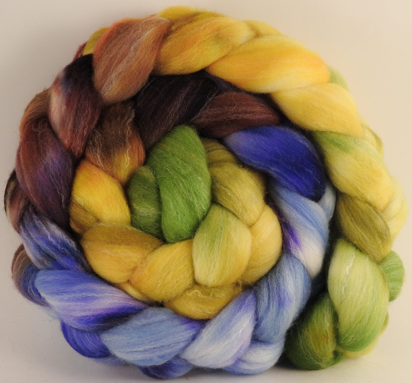 Hand dyed top for spinning - Toulouse - (5.2 oz.) Targhee/silk/ bamboo (80/10/10) - Inglenook Fibers