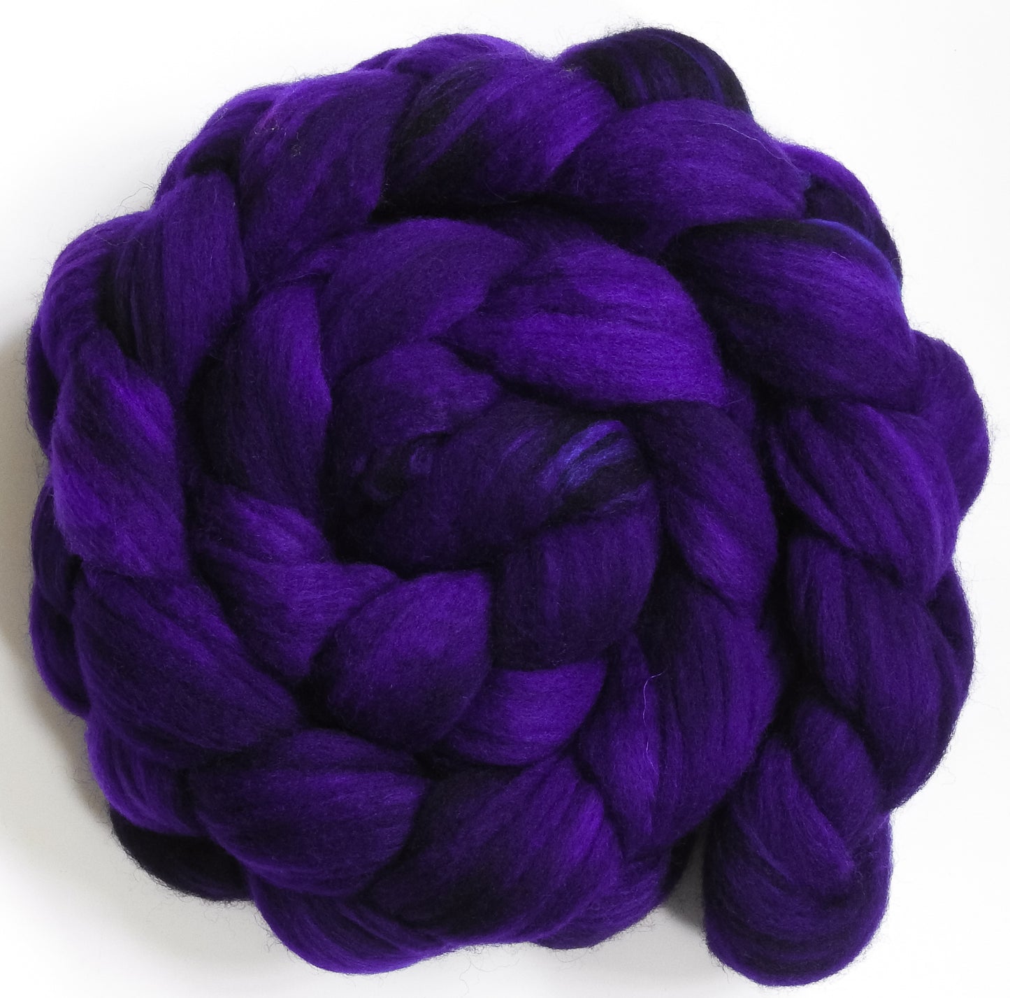 Purple Prose (5.2 oz) Batt in a Braid #60- Southdown/ Bfl/ Bio-nylon (50/25/25)