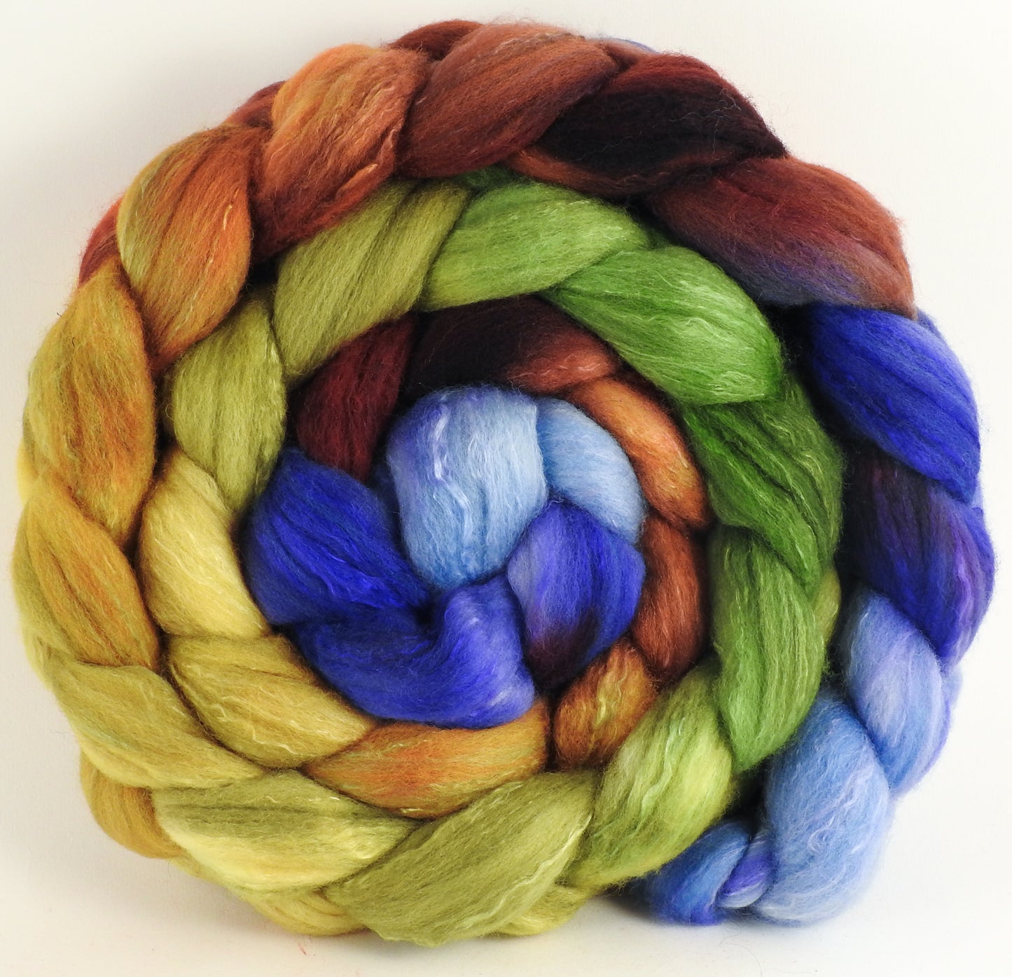 Hand dyed top for spinning - Toulouse - Organic Polwarth / Tussah silk (80/20) - Inglenook Fibers