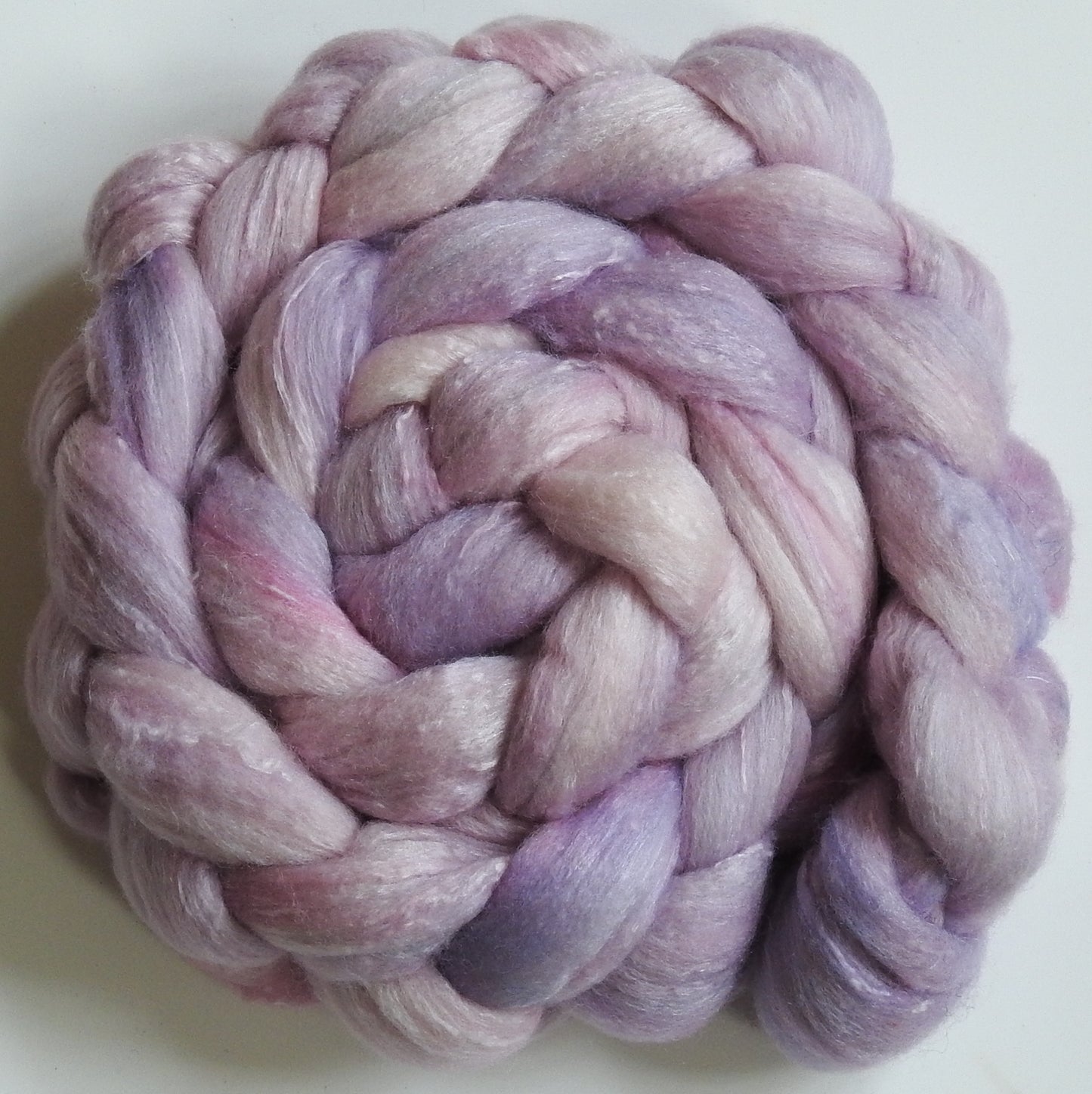 Tea Rose-(5.6 oz) Batt in a Braid #49- Polwarth/Silk/ Tweed (50/25/25)