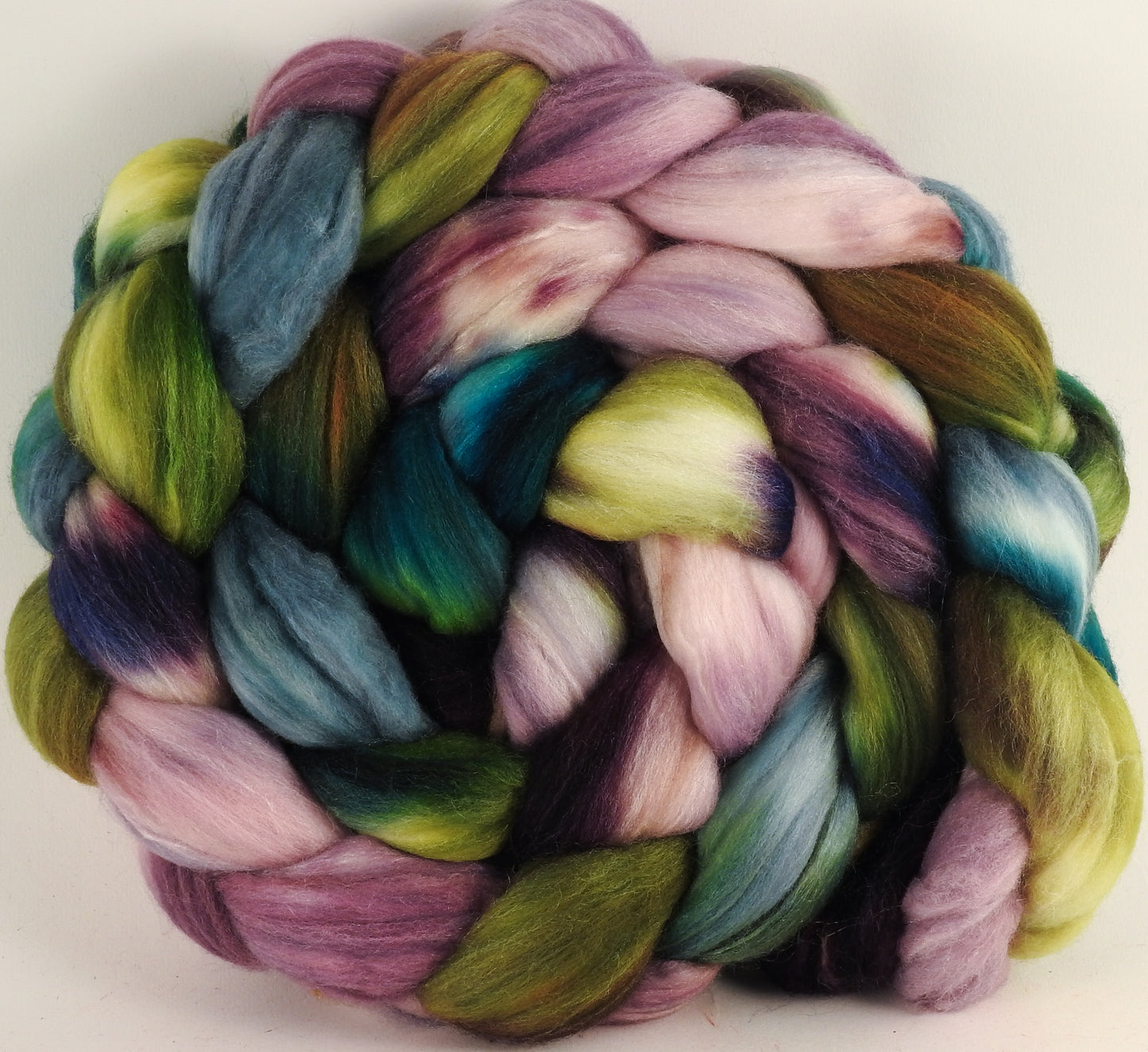 Batt in a Braid #35 - Bramble (5.3 oz.) - Sw Merino (18.5 mic) /Merino (18.5 mic) / Tussah Silk (40/40/20) - Inglenook Fibers