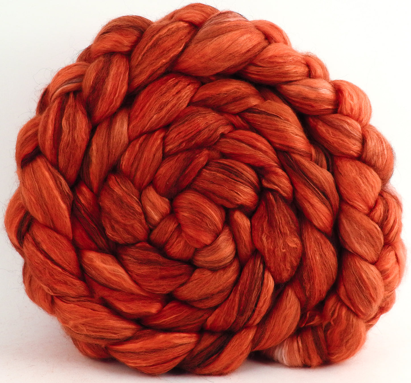 Ghost Pepper - Batt in a Braid #9 - Superfine Merino/ Mulberry Silk / Black Alpaca (50/40/10)