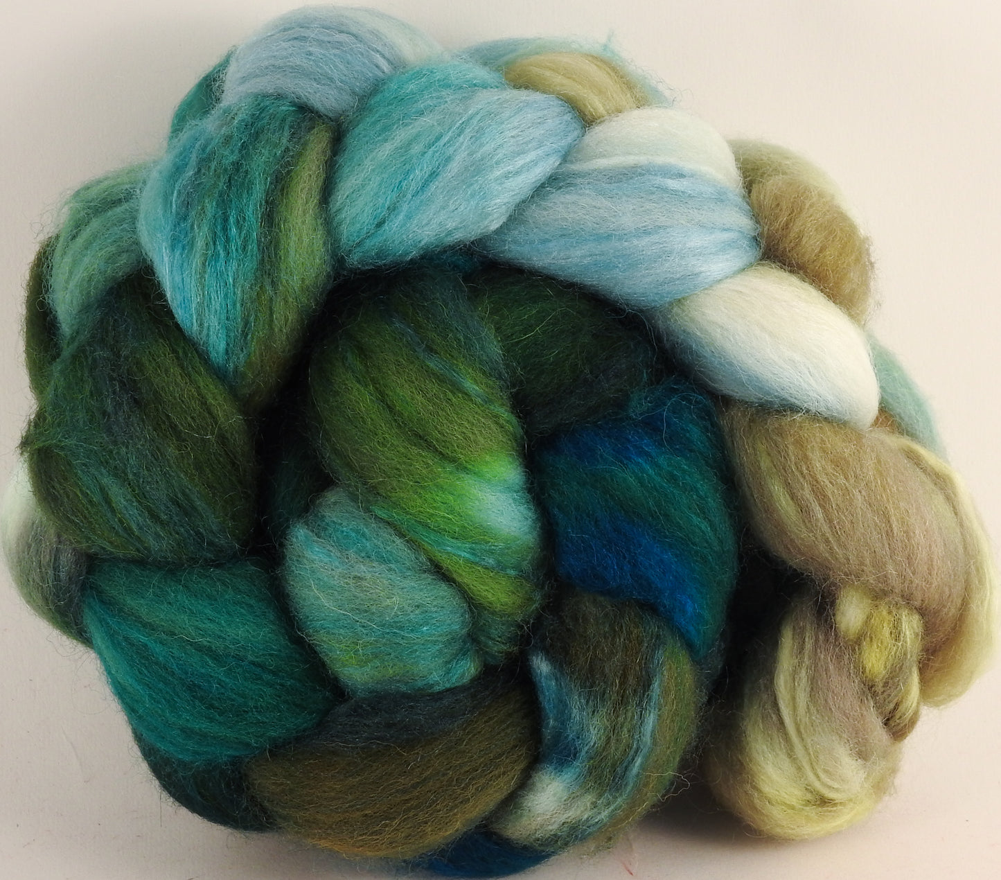 Batt in a Braid #44- Aventurine - Southdown/Tussah Silk/Kid Mohair (65/25/10) - Inglenook Fibers