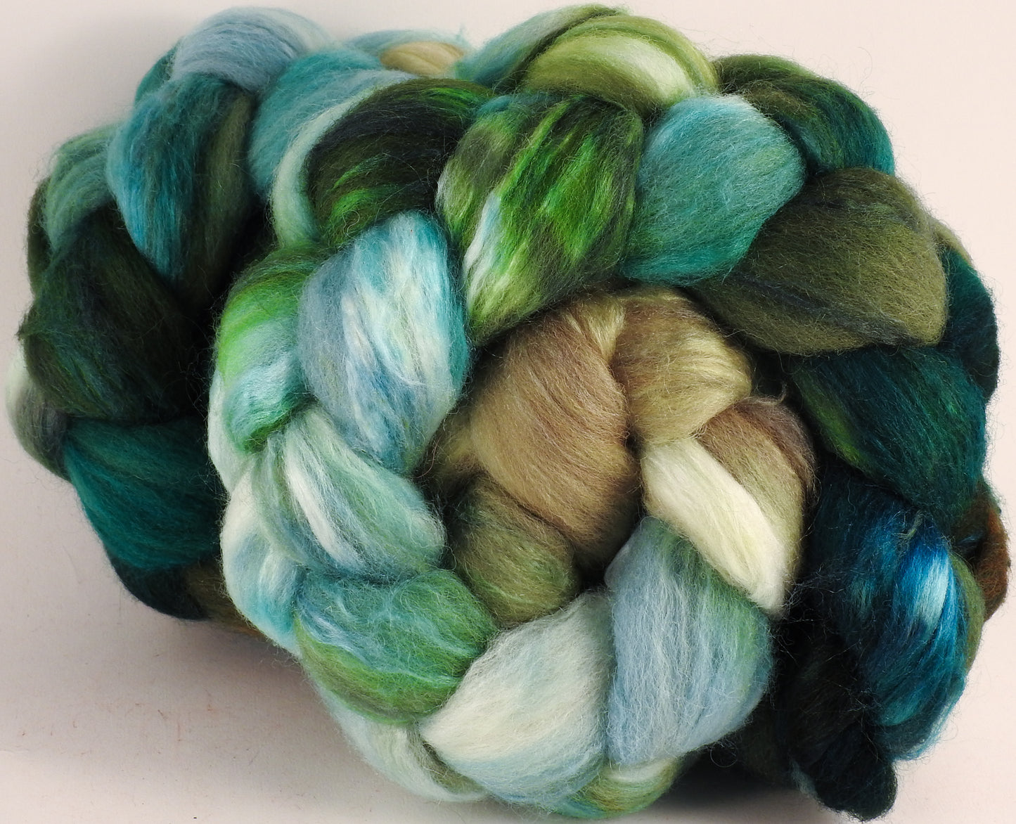 Batt in a Braid #44- Aventurine - Southdown/Tussah Silk/Kid Mohair (65/25/10) - Inglenook Fibers