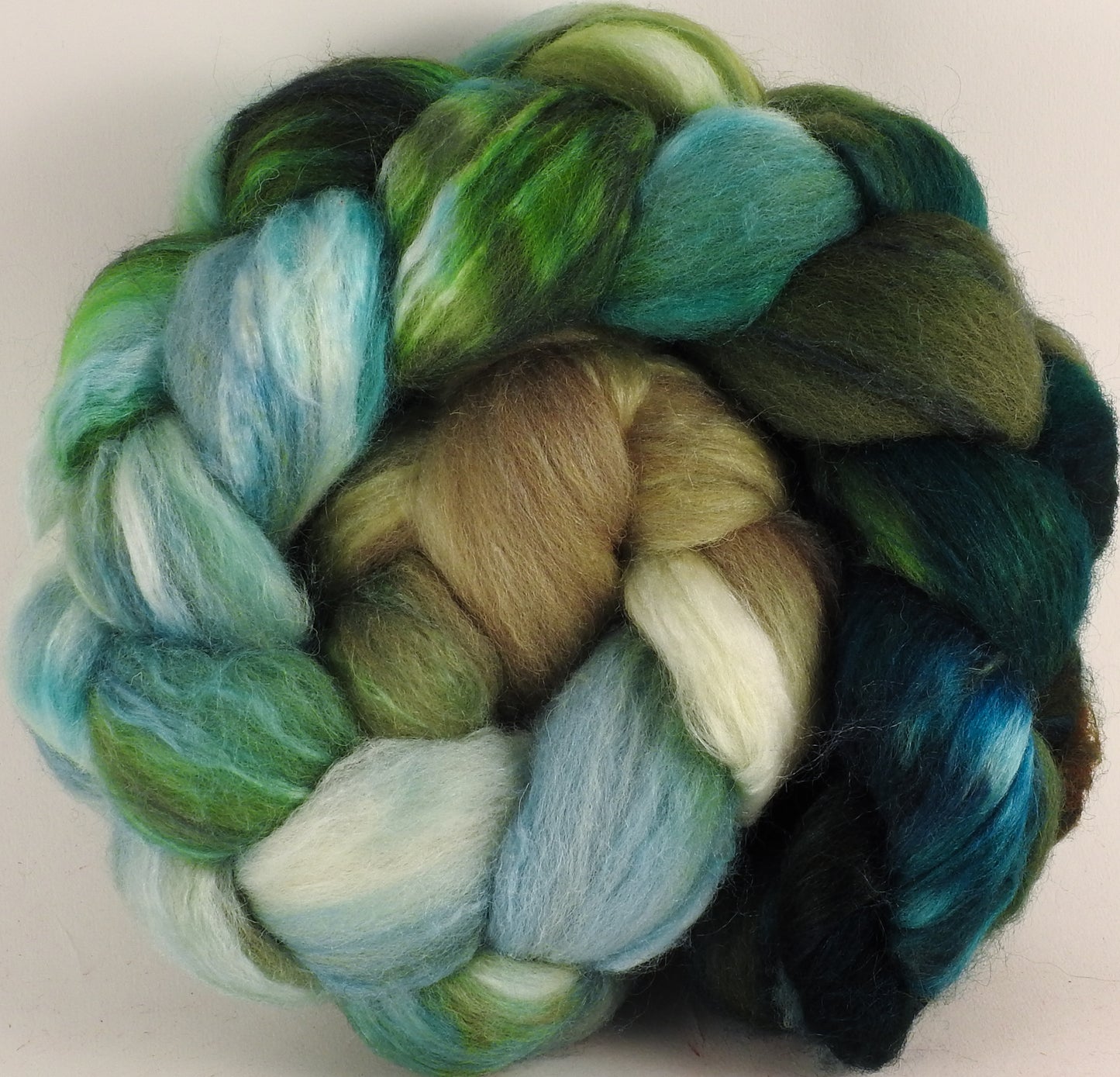 Batt in a Braid #44- Aventurine - Southdown/Tussah Silk/Kid Mohair (65/25/10) - Inglenook Fibers