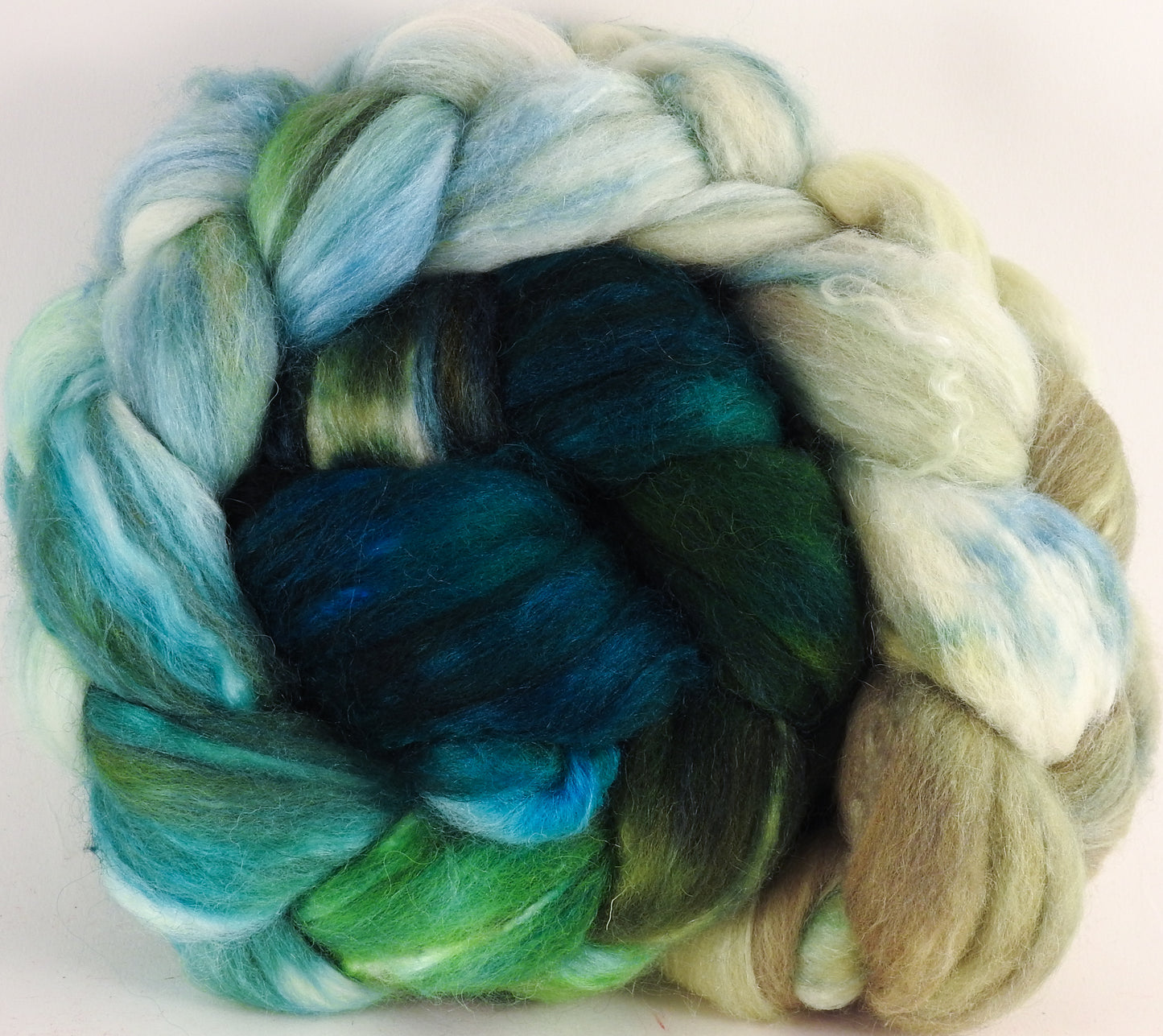 Batt in a Braid #44- Aventurine - Southdown/Tussah Silk/Kid Mohair (65/25/10) - Inglenook Fibers