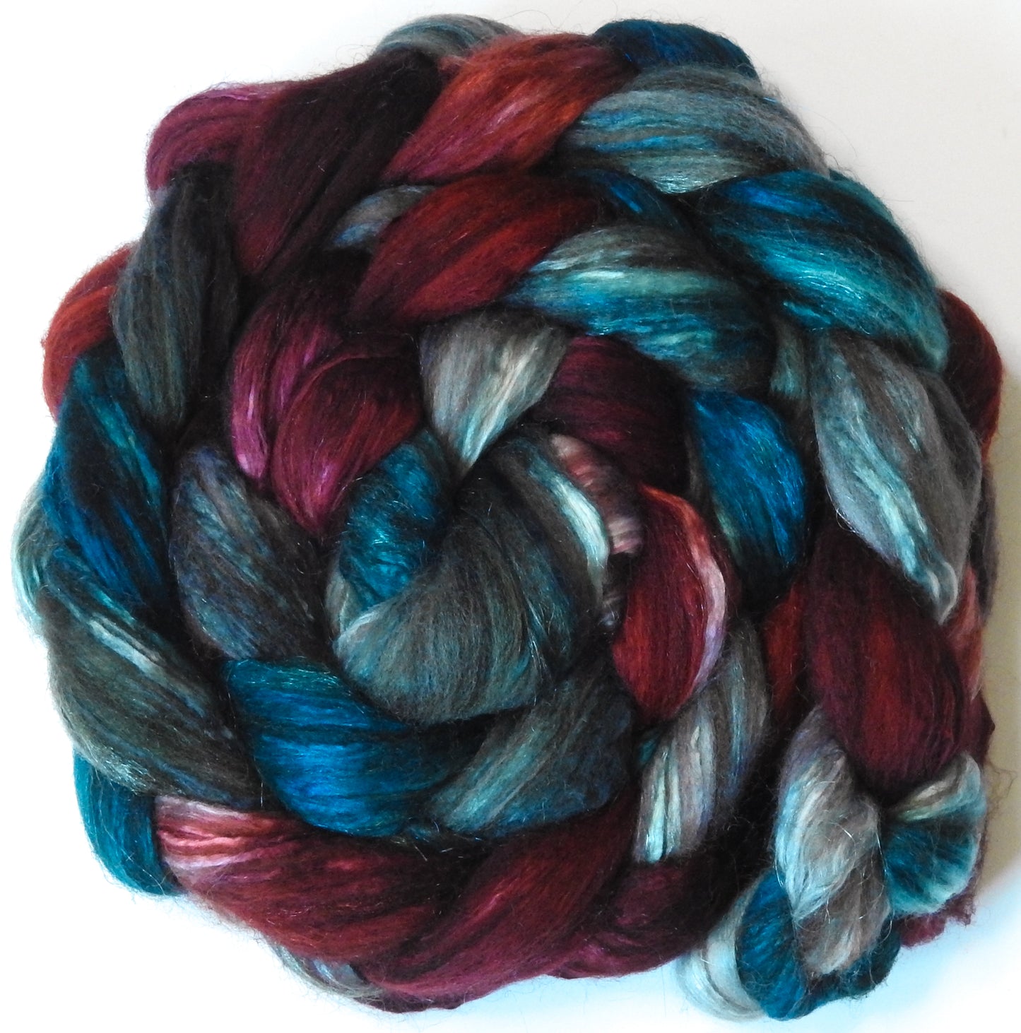 Flannel (5.5 oz) - Batt in a Braid #7 - Polwarth/ Manx / Mulberry silk/ Firestar (30/30/30/10)