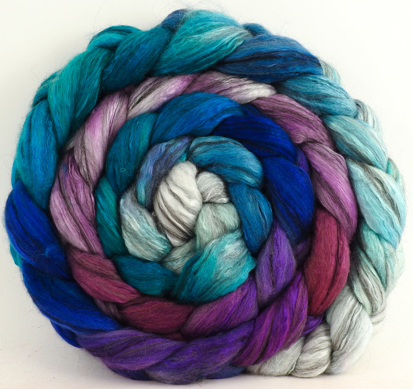 Dawn Treader (5.4 oz) - Batt in a Braid #9 - Superfine Merino/ Mulberry Silk / Black Alpaca (50/40/10)