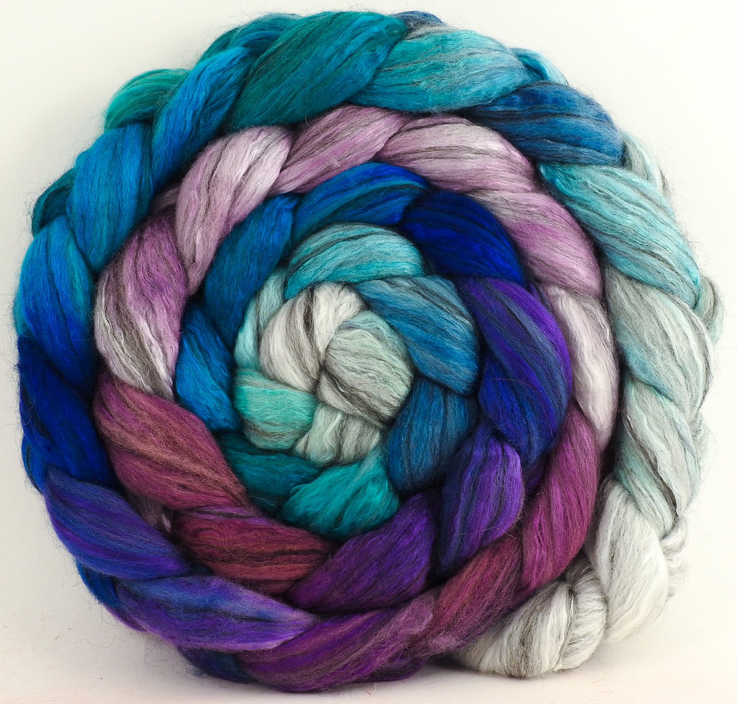 Dawn Treader (5.4 oz) - Batt in a Braid #9 - Superfine Merino/ Mulberry Silk / Black Alpaca (50/40/10)