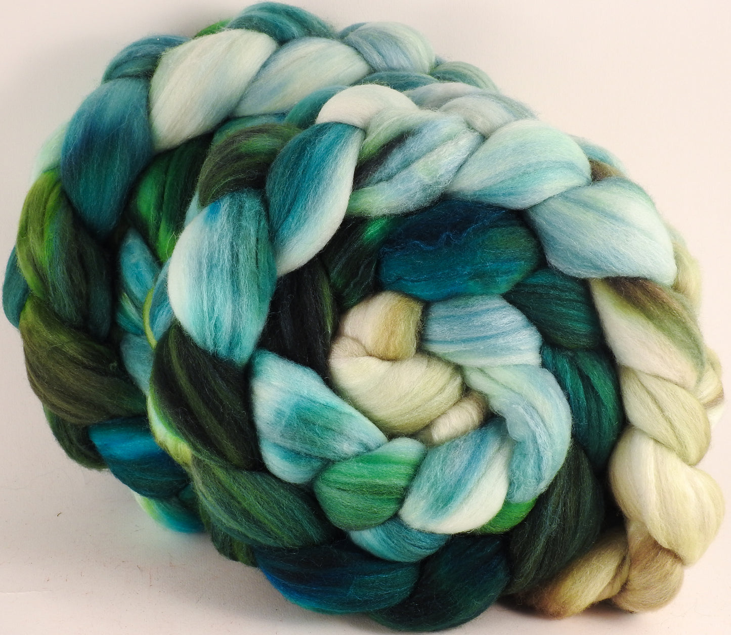 Batt in a Braid #35 - Aventurine - Sw Merino (18.5 mic) /Merino (18.5 mic) / Tussah Silk (40/40/20) - Inglenook Fibers