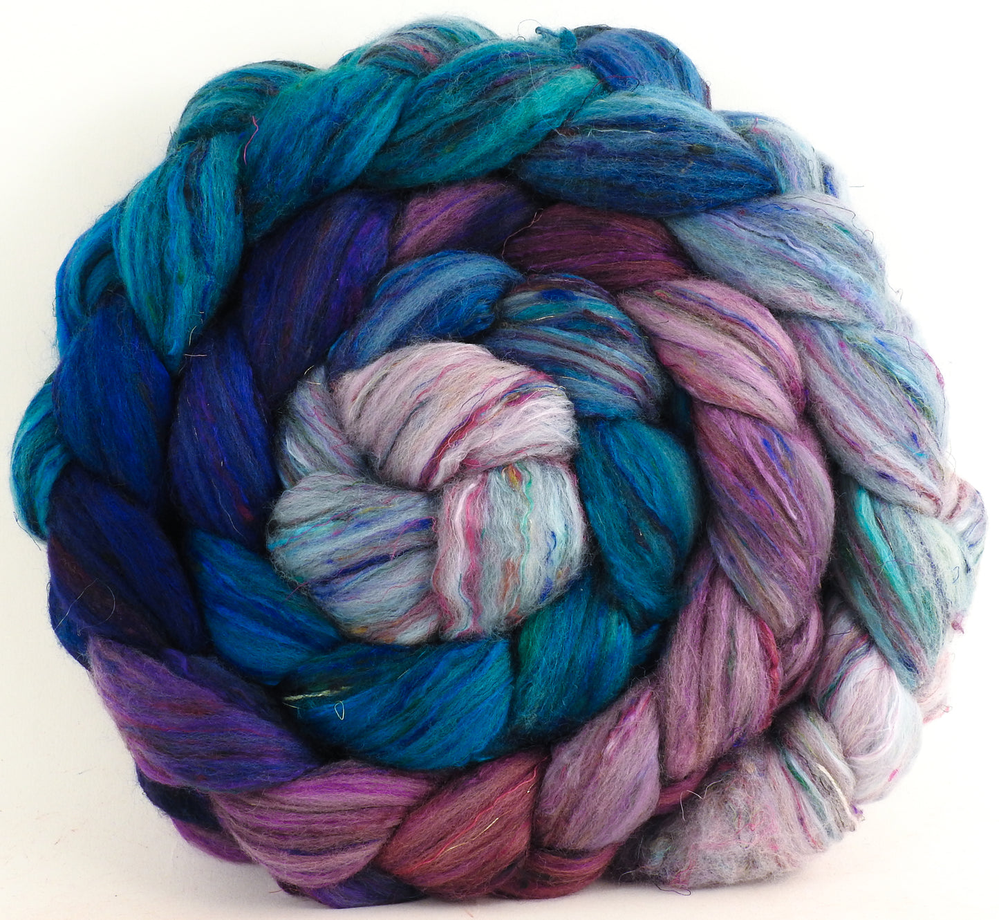Dawn Treader (5.1 oz) - Batt in a Braid #39 -Falkland Merino/ Mulberry Silk / Sari Silk (50/25/25)