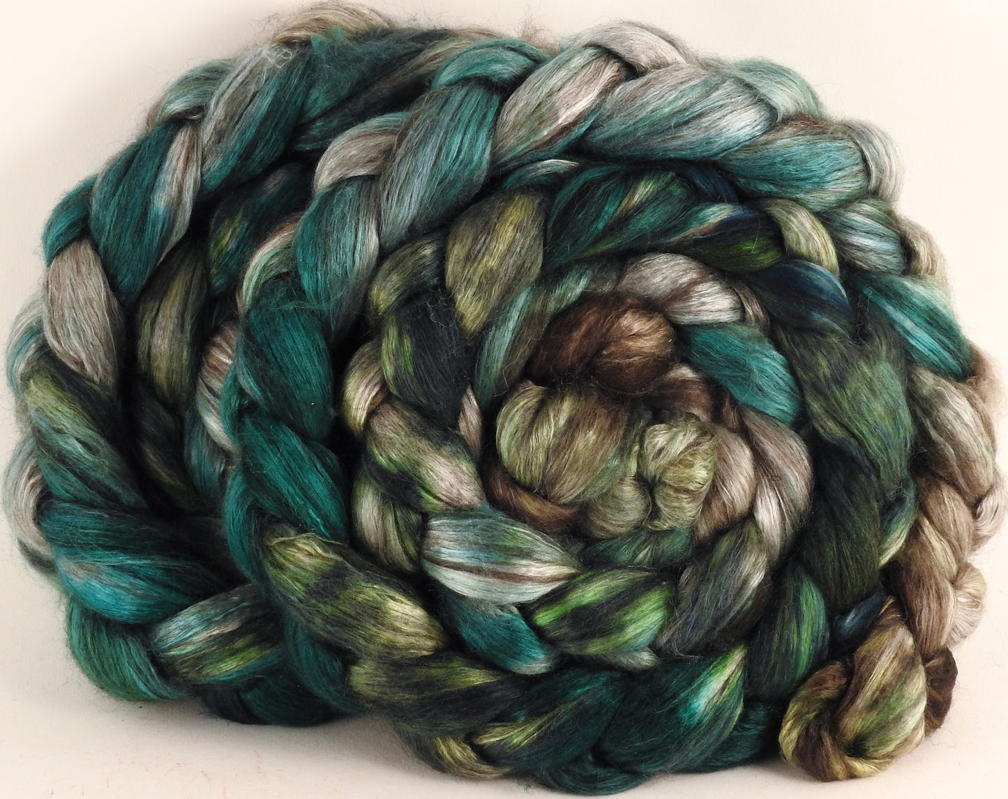 Hand dyed yak/ mulberry silk top - Aventurine (4.2 oz.) - YAK /silk ( 50/50) - Inglenook Fibers