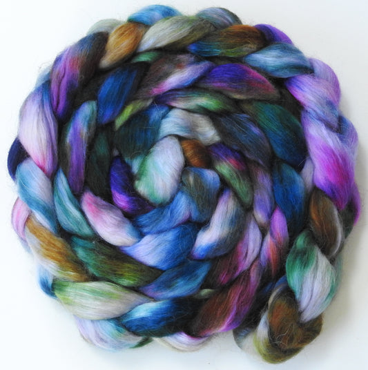 Flight of Fancy (5.8 oz) -Fusion Series - Batt in a Braid #52- Wensleydale/ Mulberry silk/ Polwarth (60/25/15)-  Fusion Series