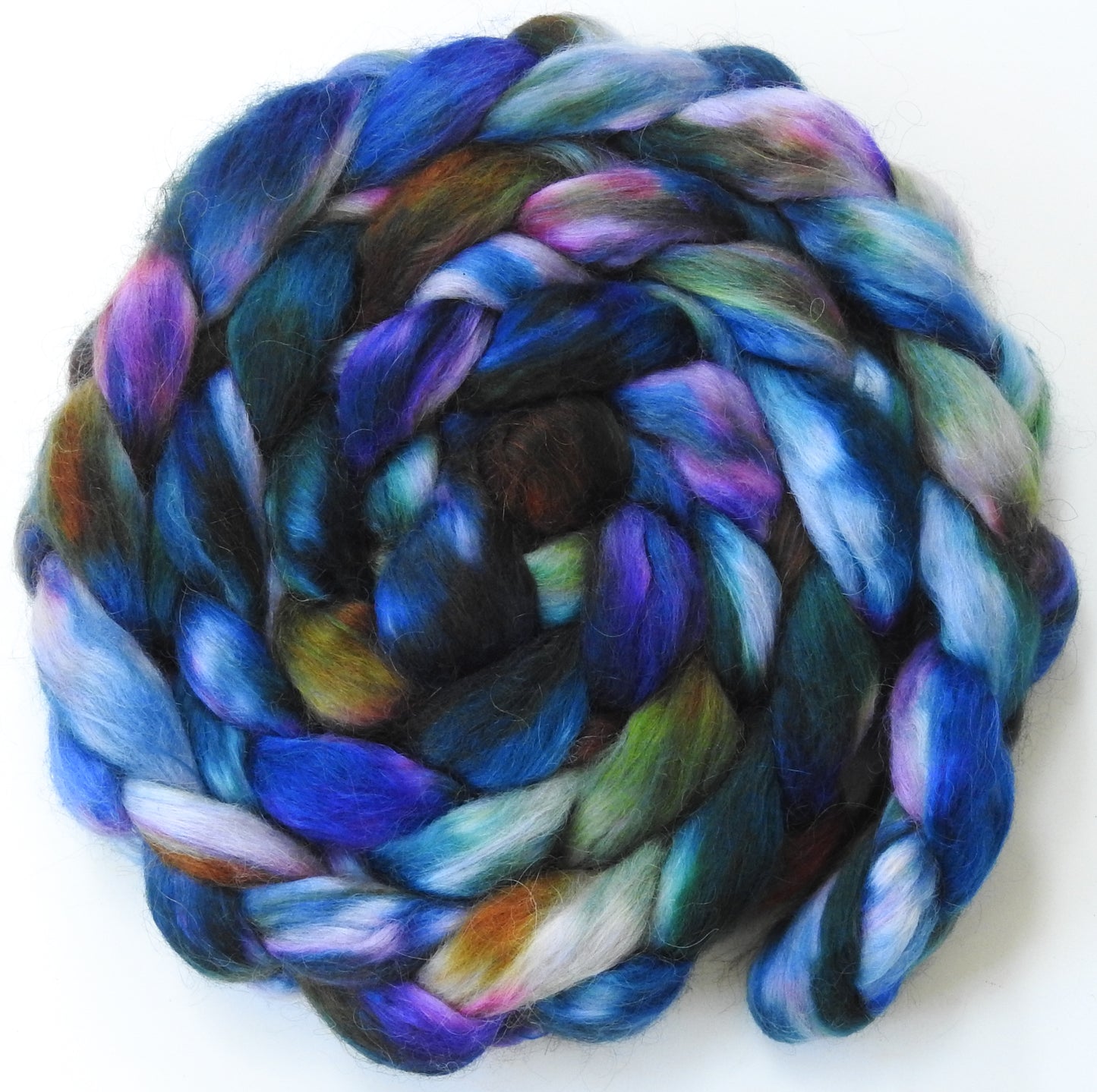 Flight of Fancy (5.8 oz) -Fusion Series - Batt in a Braid #52- Wensleydale/ Mulberry silk/ Polwarth (60/25/15)-  Fusion Series