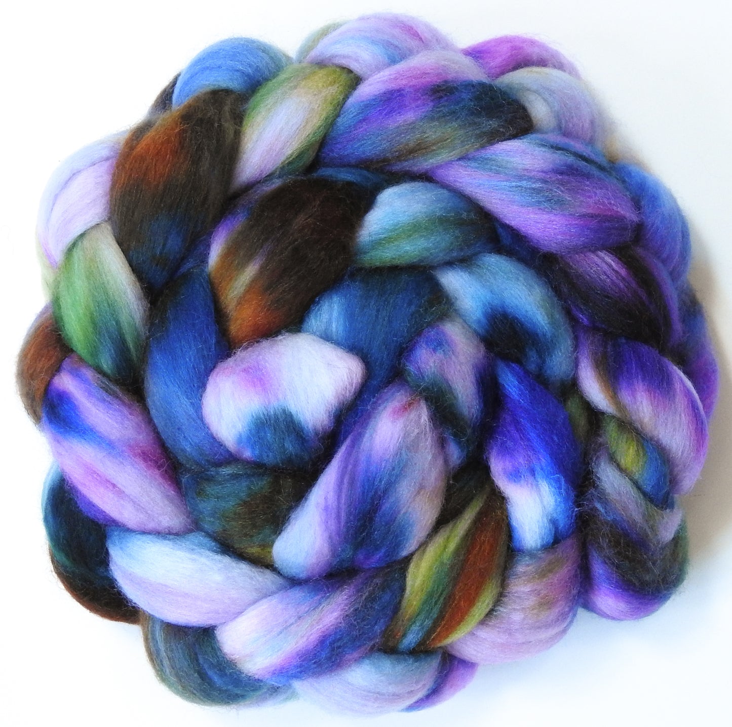Flight of Fancy (5.4 oz)Fusion Series- Batt in a Braid #56- Superfine Merino/Tussah Silk/ Cashmere (60/25/15)