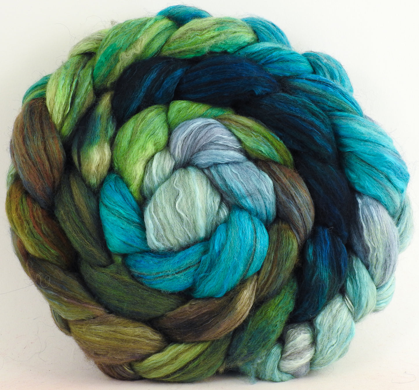 Merpeople (5.1 oz) - Batt in a Braid #9 - Superfine Merino/ Mulberry Silk / Black Alpaca (50/40/10)