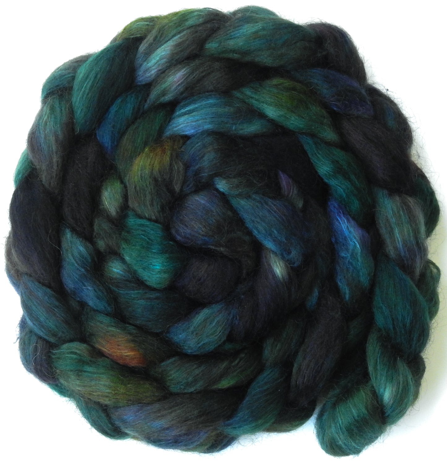 Entish (5.9 oz) -Fusion Series - Batt in a Braid #52- Wensleydale/ Mulberry silk/ Polwarth (60/25/15)-  Fusion Series