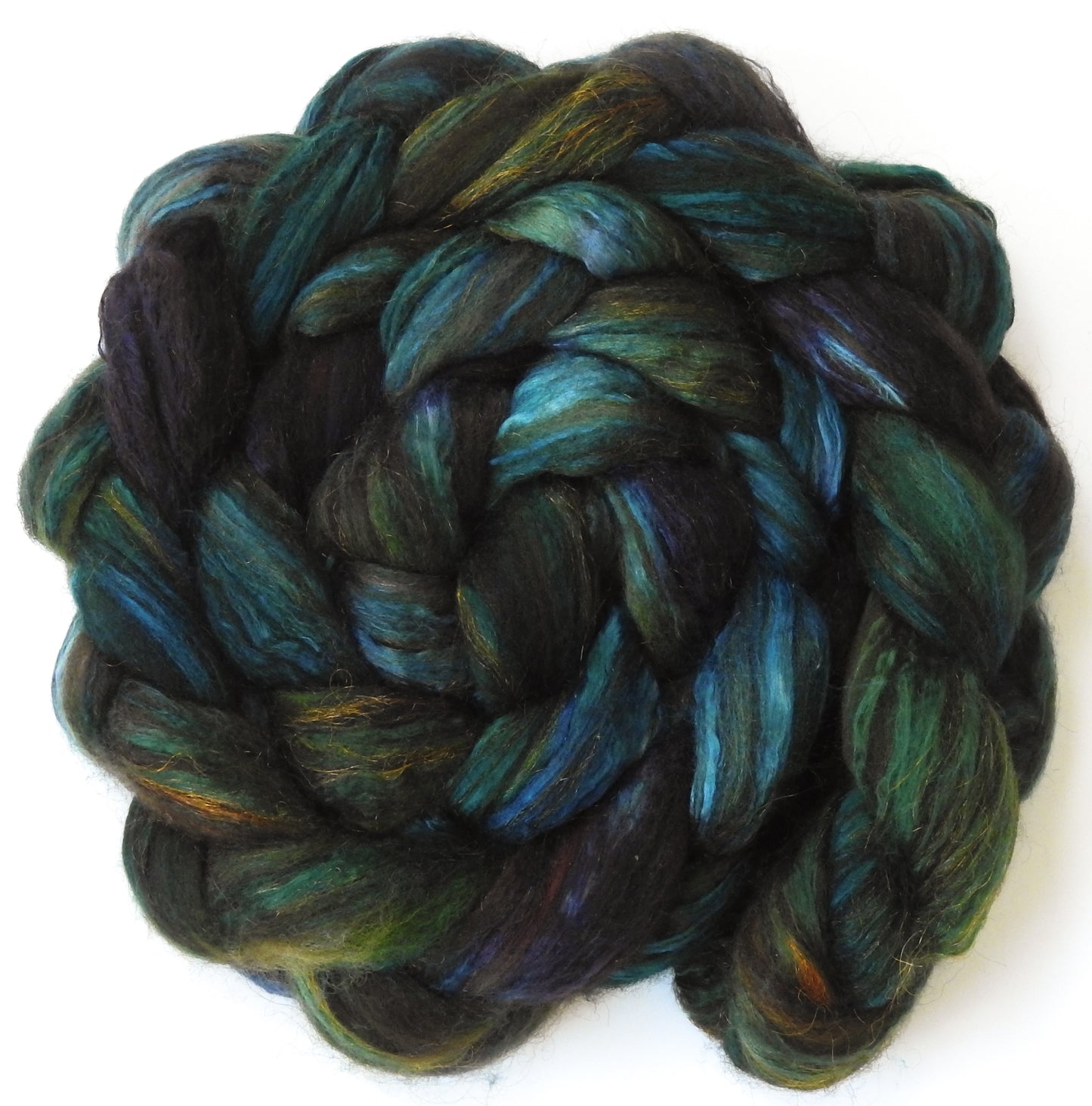 Entish - Fusion Series -( 5.7 oz.) Batt in a Braid #7 - Polwarth/ Manx / Mulberry silk/ Firestar (30/30/30/10)