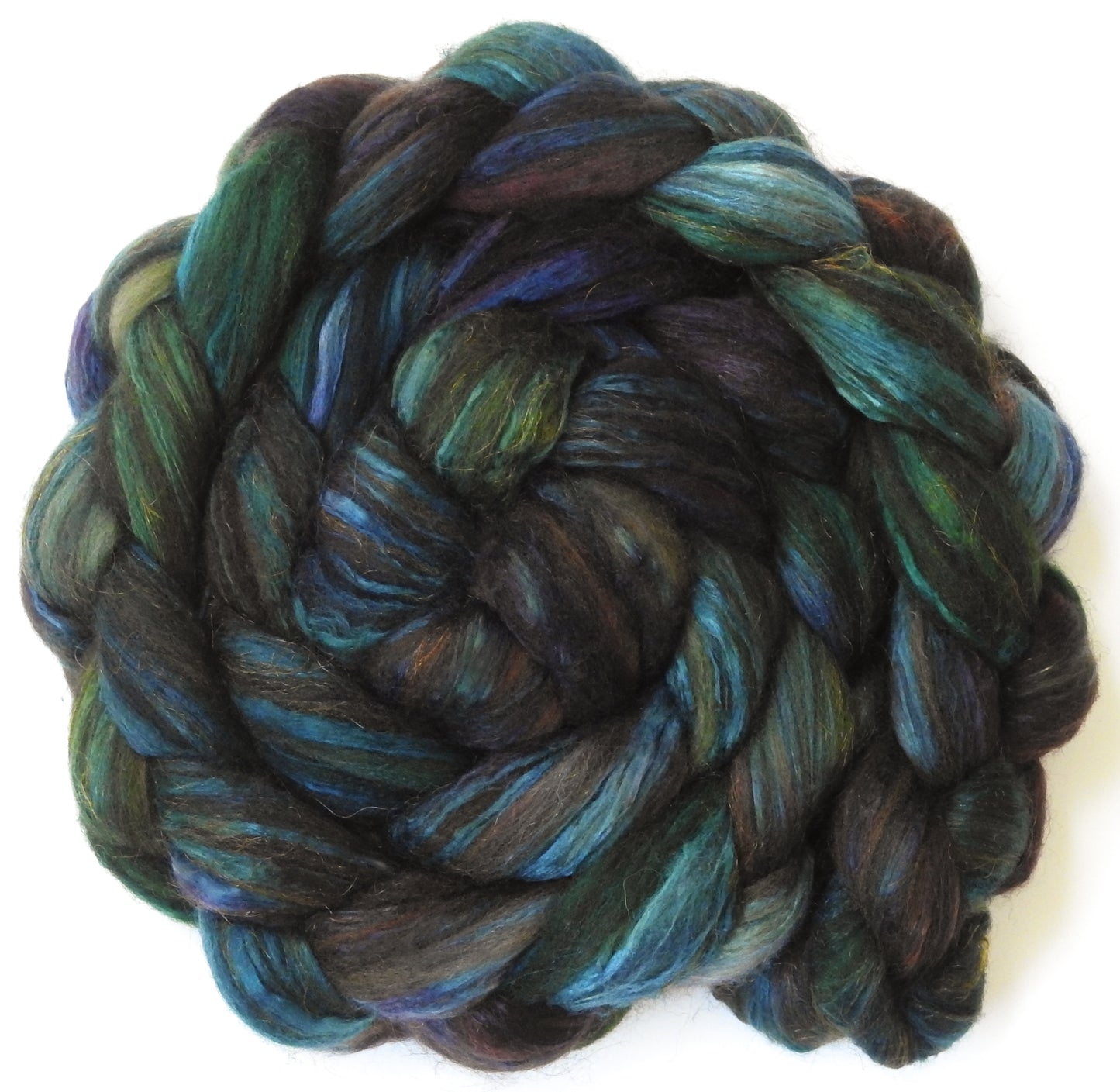 Entish - Fusion Series -( 5.7 oz.) Batt in a Braid #7 - Polwarth/ Manx / Mulberry silk/ Firestar (30/30/30/10)