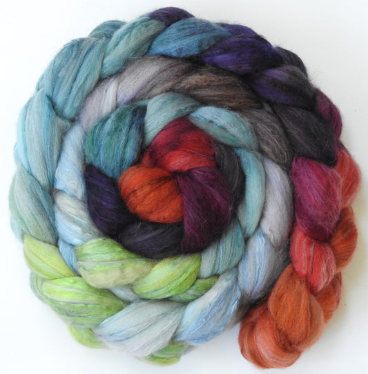 Ruby Throat (5.4 oz)- Batt in a Braid #5 - Merino/ Camel/ silk/ faux cashmere/ firestar (25/25/25/12/12)