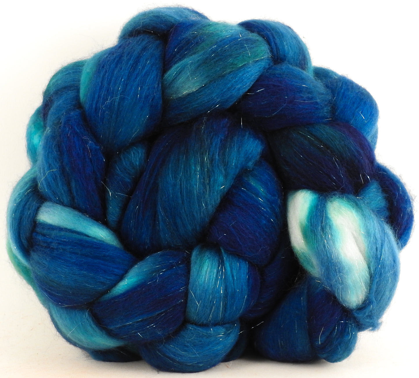 Loch Ness - Batt in a Braid #48 -Superfine Merino/ Mulberry silk/ Camel/ Gold Stellina (55/25/15/5)