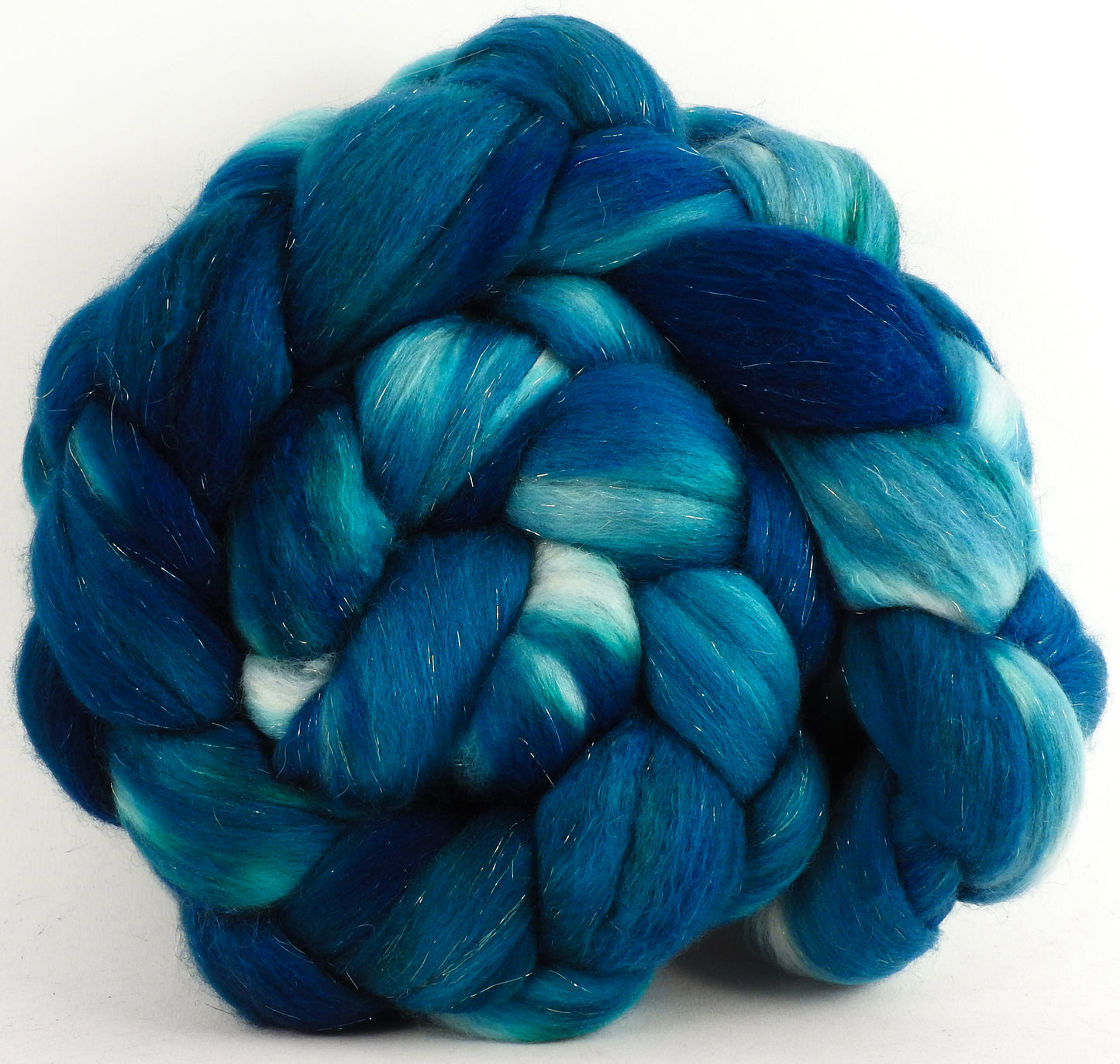 Loch Ness - Batt in a Braid #48 -Superfine Merino/ Mulberry silk/ Camel/ Gold Stellina (55/25/15/5)