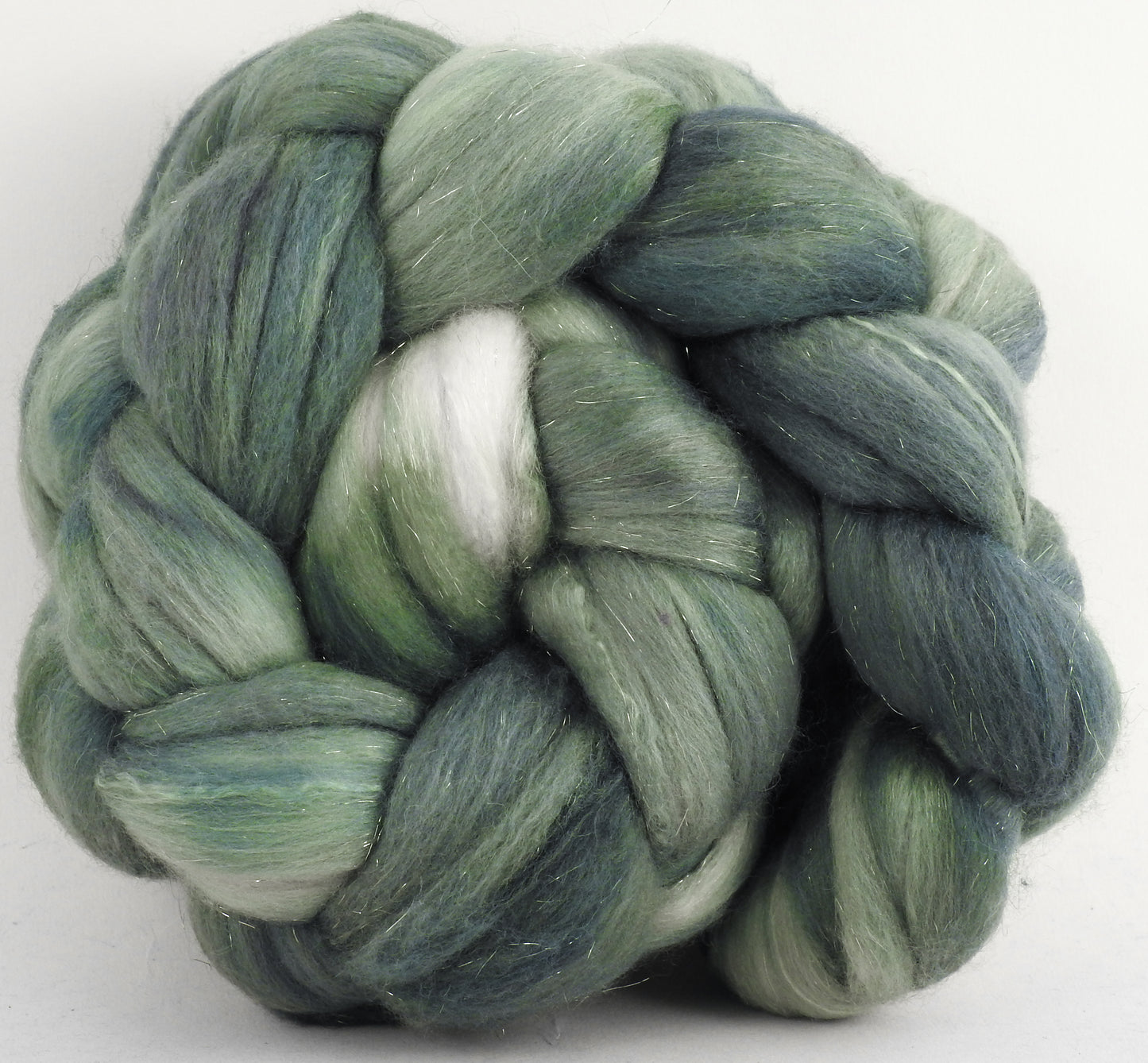 Willow - Batt in a Braid #48 -Superfine Merino/ Mulberry silk/ Camel/ Gold Stellina (55/25/15/5)
