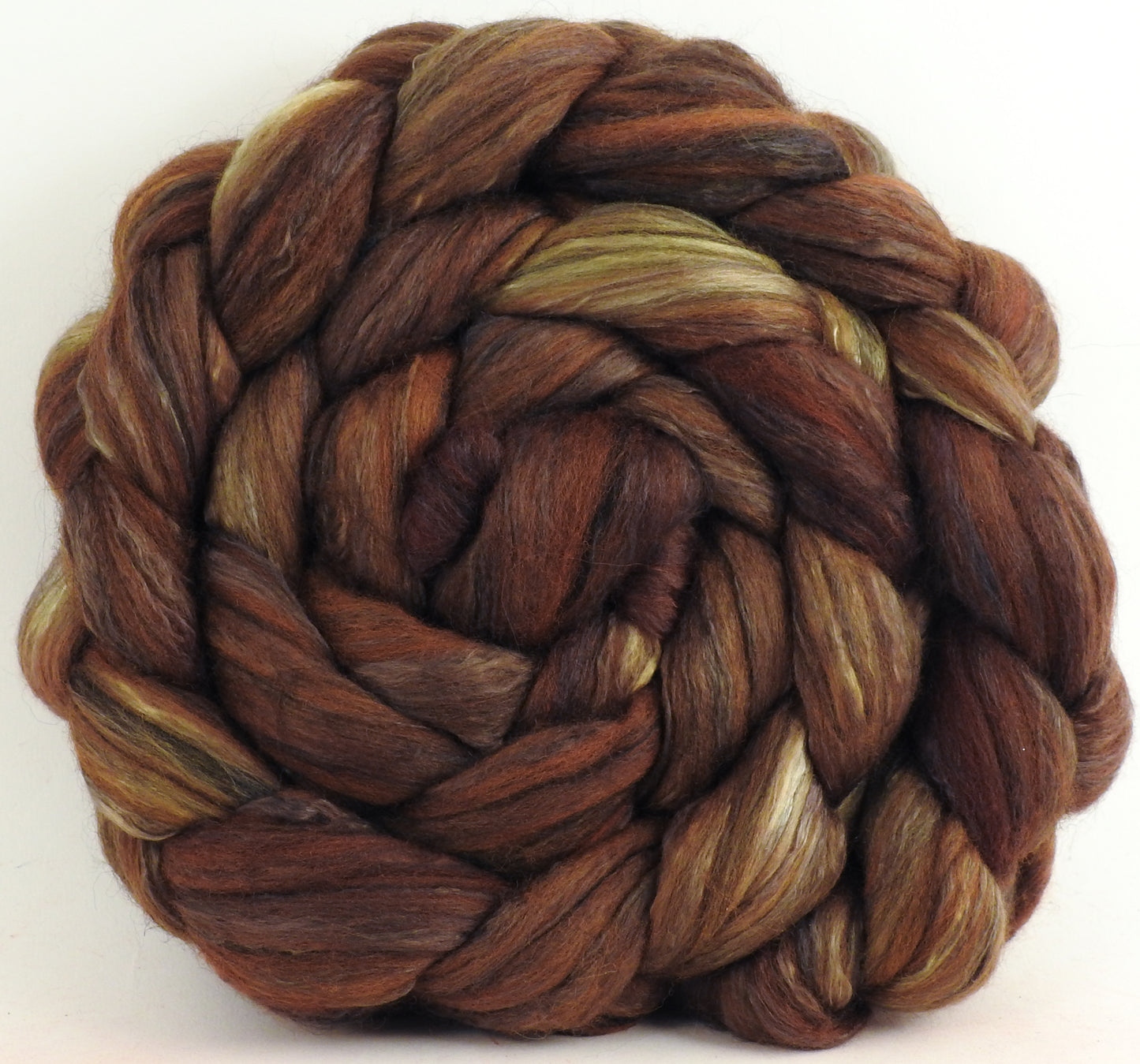 Bronze - Batt in a Braid #9 - Superfine Merino/ Mulberry Silk / Black Alpaca (50/40/10)