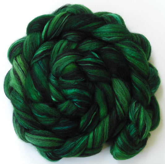 Parrot (5.4 oz) - Batt in a Braid #55- Shetland/ Mulberry Silk/ Black Bamboo (50/25/25)