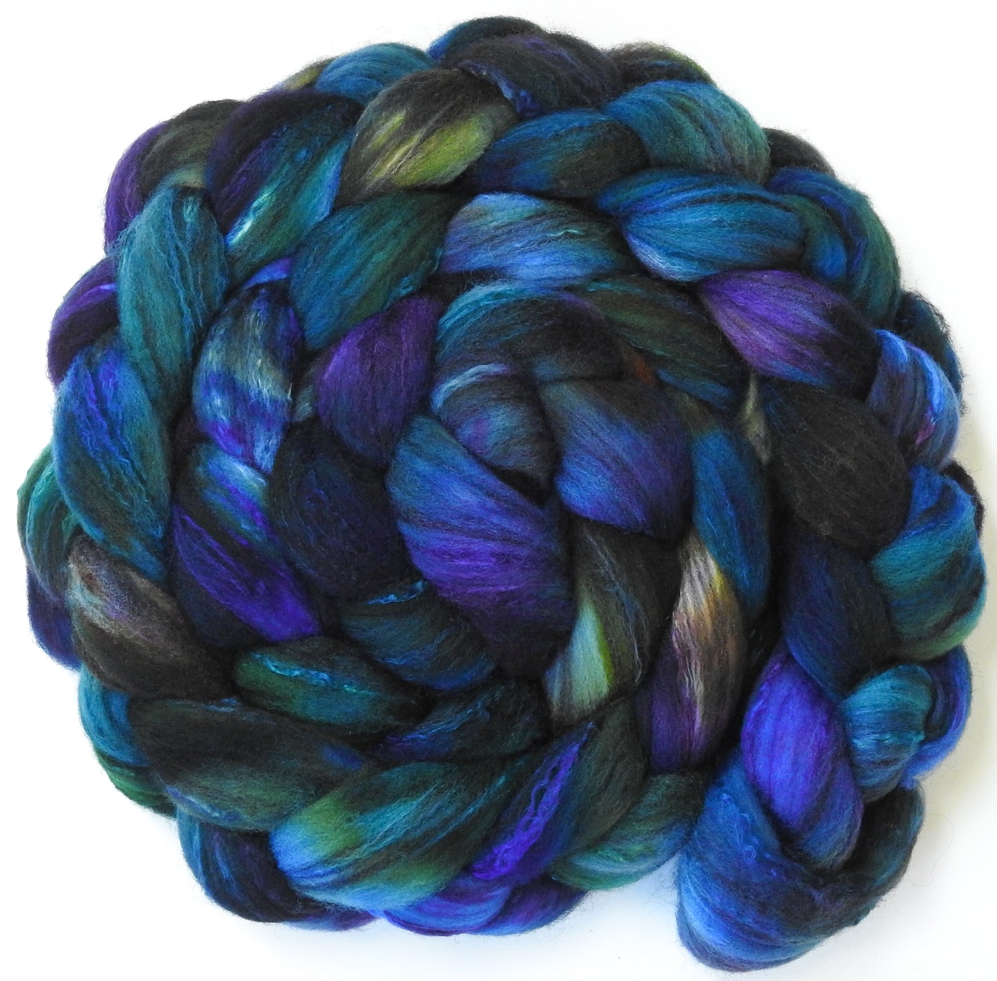 Shade (unrepeatable) (5.8 oz.)- Batt in a Braid #30- Charollais/ Rambouillet / Black tussah /Mulberry silk (40/40/10/10)