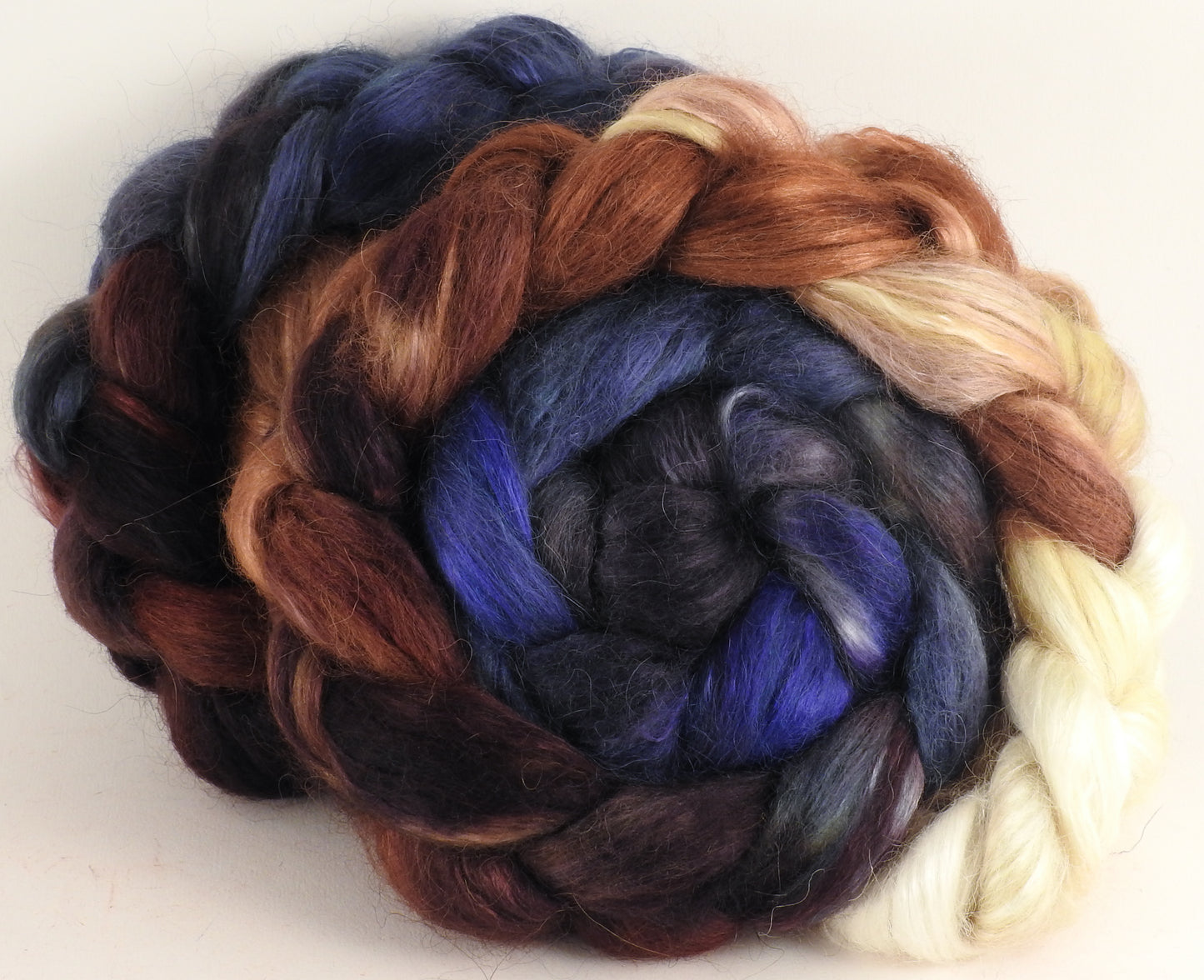 Hand-dyed wensleydale/ mulberry silk roving (65/35) - Kestrel - (5.2 oz.) - Inglenook Fibers