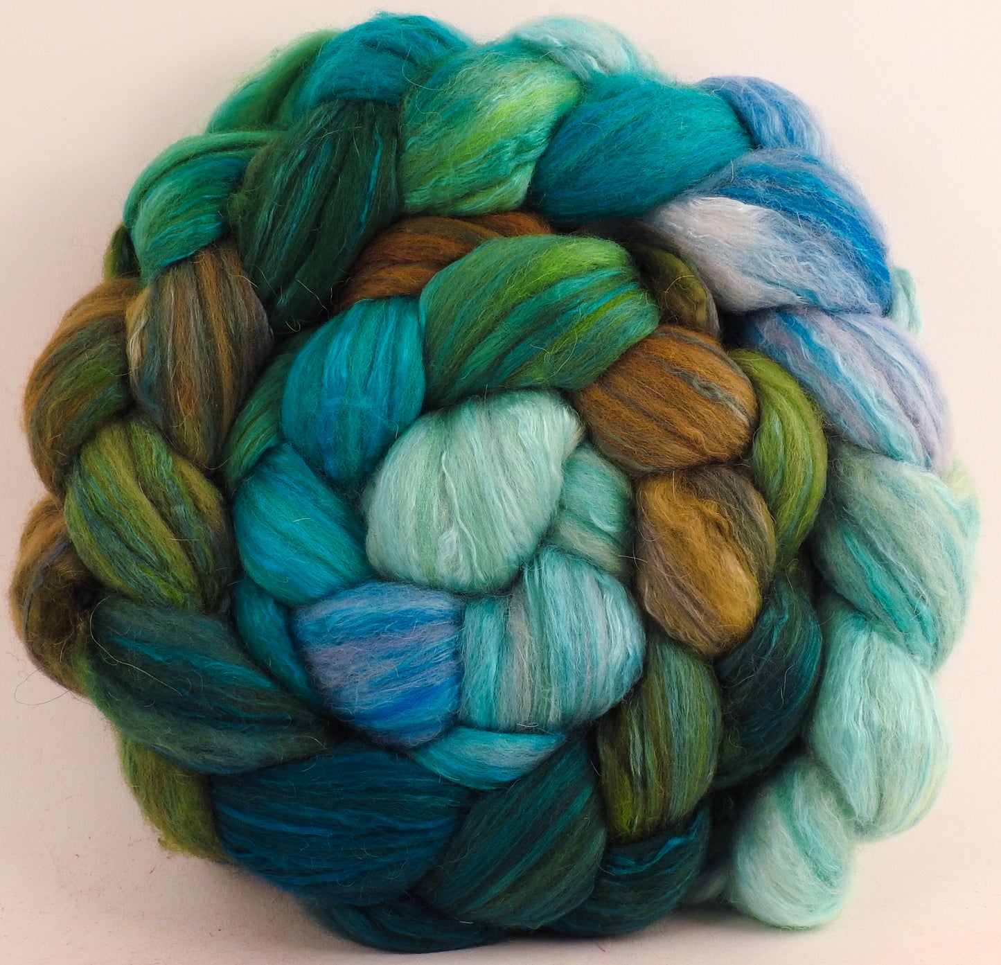Merpeople (5.2 oz) - Batt in a Braid #5 - Merino/ Camel/ silk/ faux cashmere/ firestar (25/25/25/12/12)