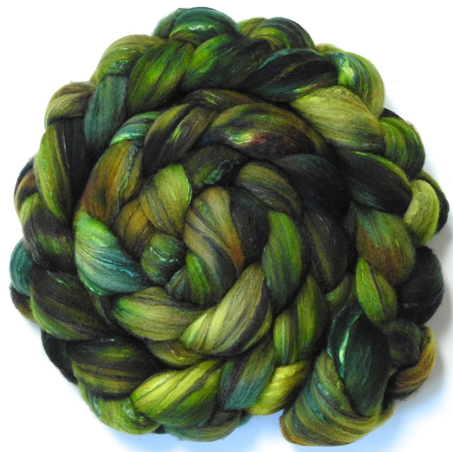 Fen (unrepeatable) (5.8 oz.)- Batt in a Braid #30- Charollais/ Rambouillet / Black tussah /Mulberry silk (40/40/10/10)