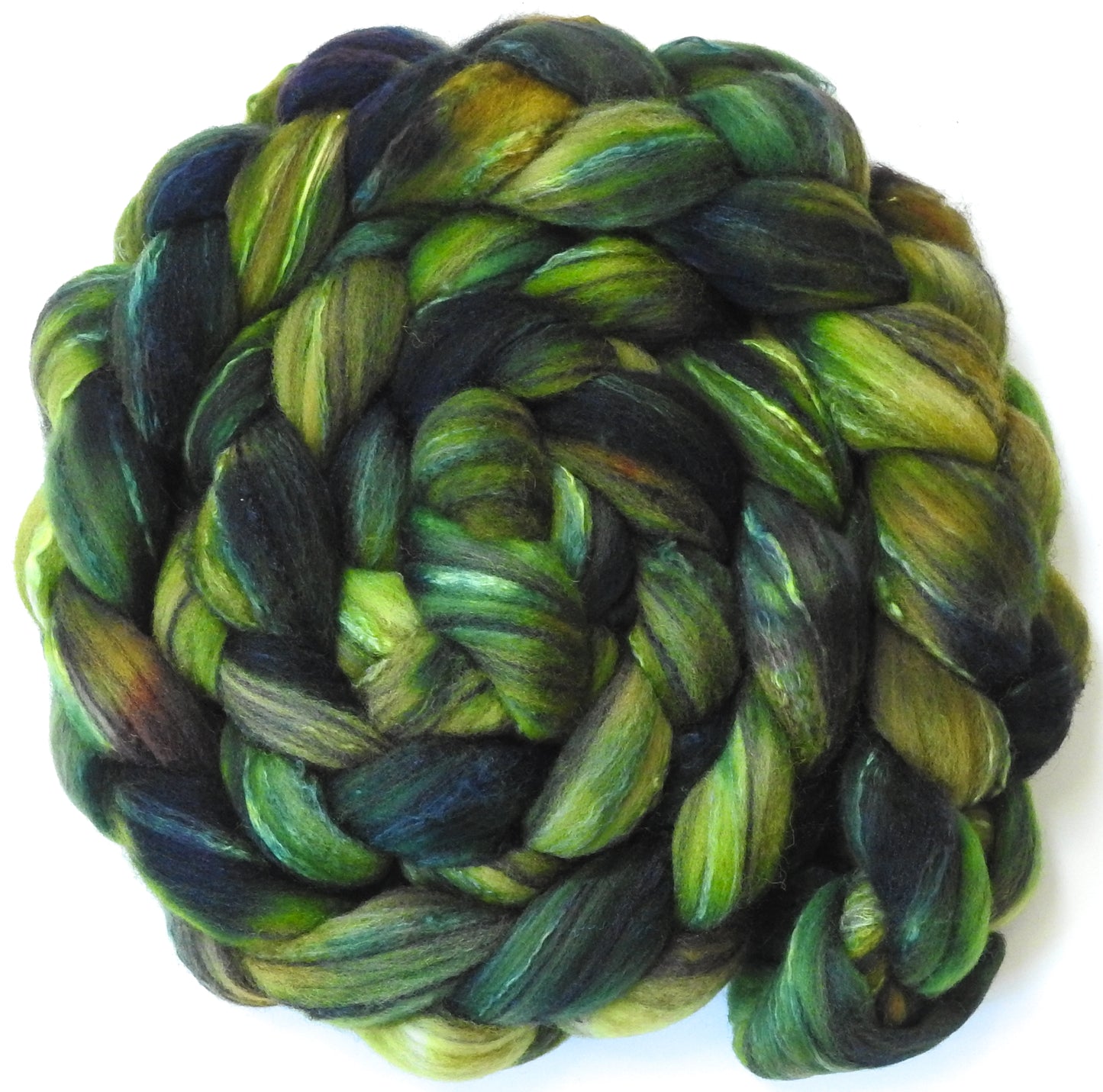 Fen (unrepeatable) (5.8 oz.)- Batt in a Braid #30- Charollais/ Rambouillet / Black tussah /Mulberry silk (40/40/10/10)