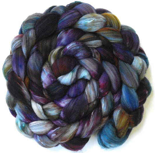 Flute (unrepeatable) (5.7 oz.)- Batt in a Braid #30- Charollais/ Rambouillet / Black tussah /Mulberry silk (40/40/10/10)