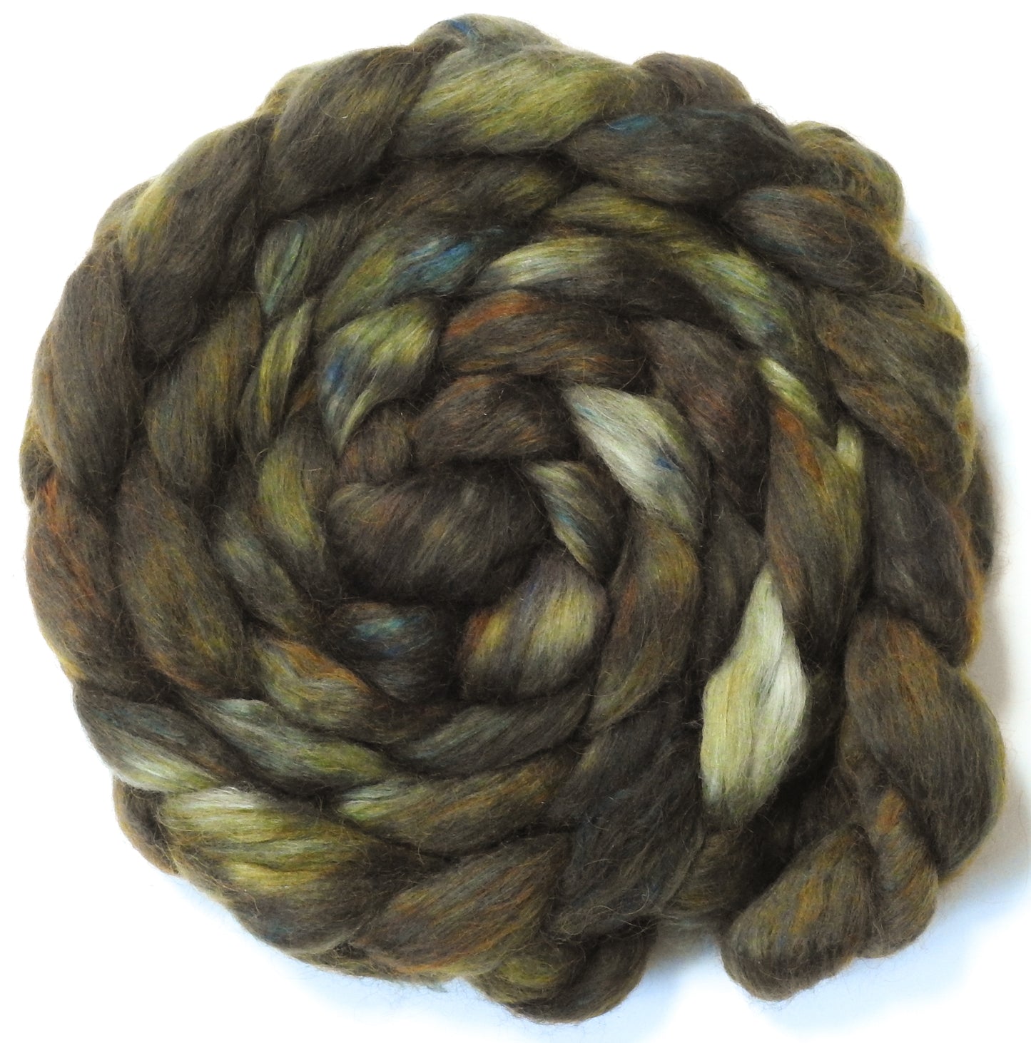 Bracken (5.8 oz) - Batt in a Braid #52- Wensleydale/ Mulberry silk/ Polwarth (60/25/15)