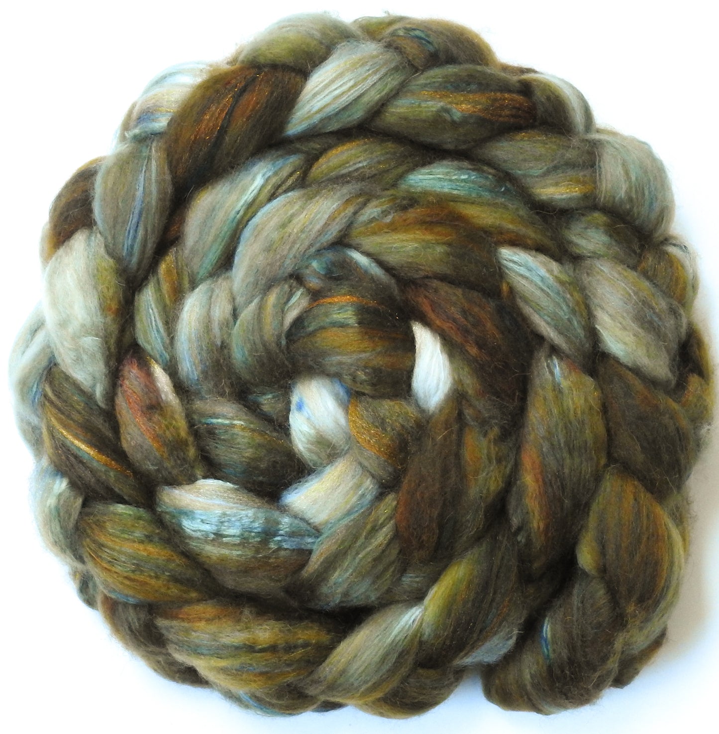 Bracken (5.5 oz)- Batt in a Braid #5 - Merino/ Camel/ silk/ faux cashmere/ firestar (25/25/25/12/12)