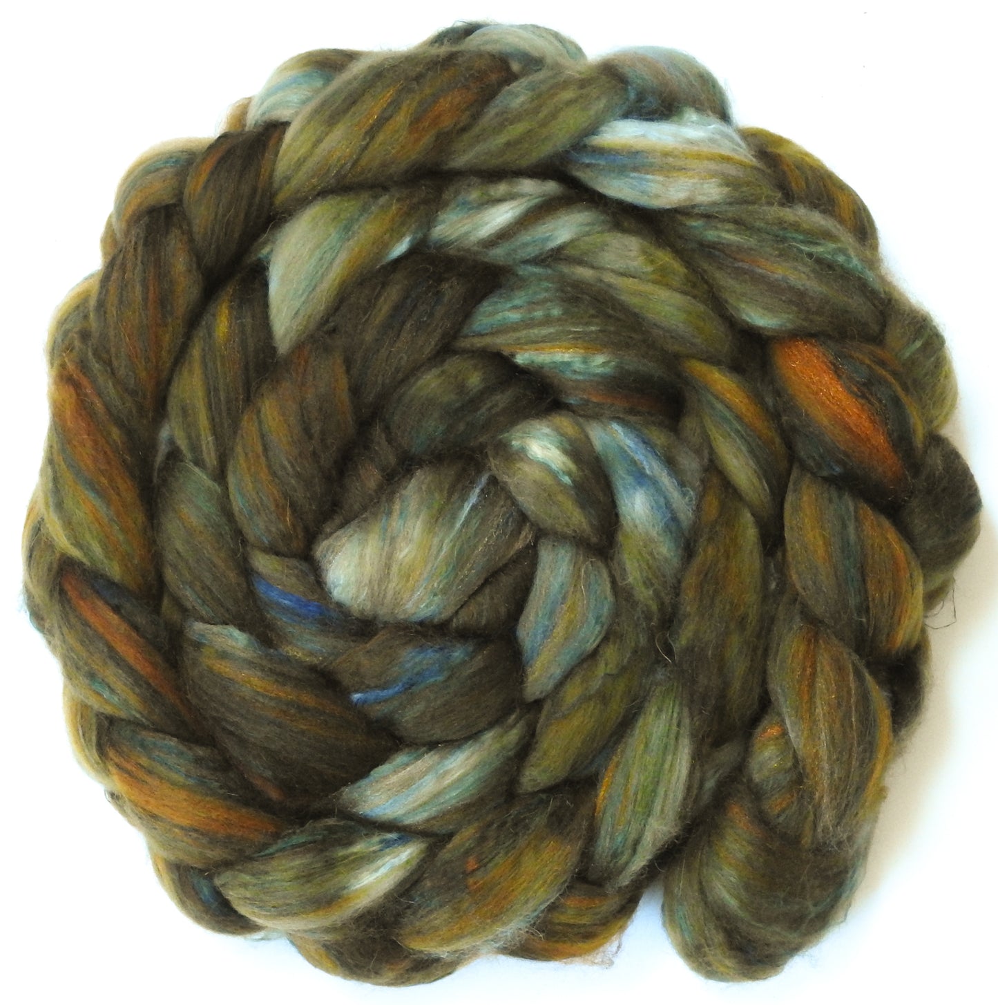 Bracken (5.5 oz)- Batt in a Braid #5 - Merino/ Camel/ silk/ faux cashmere/ firestar (25/25/25/12/12)