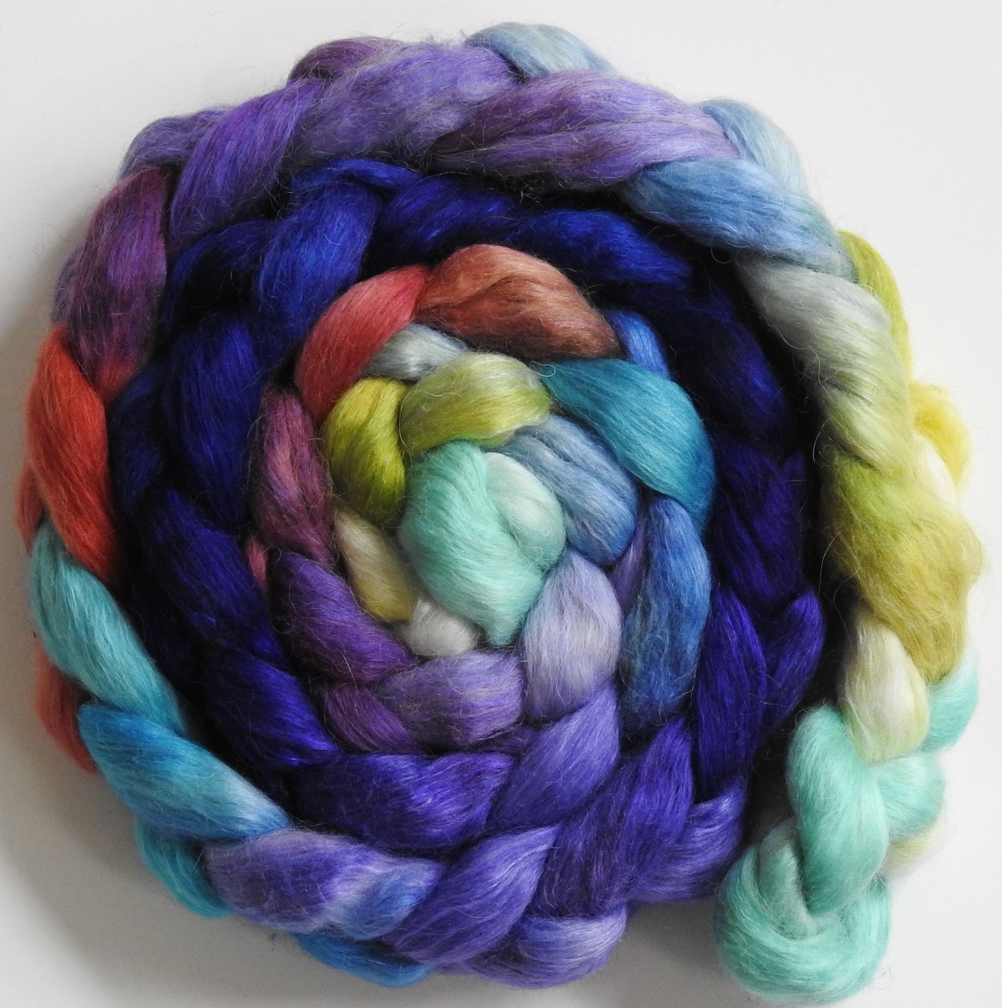 Sea Blooms - Batt in a Braid #52- Wensleydale/ Mulberry silk/ Polwarth (60/25/15)