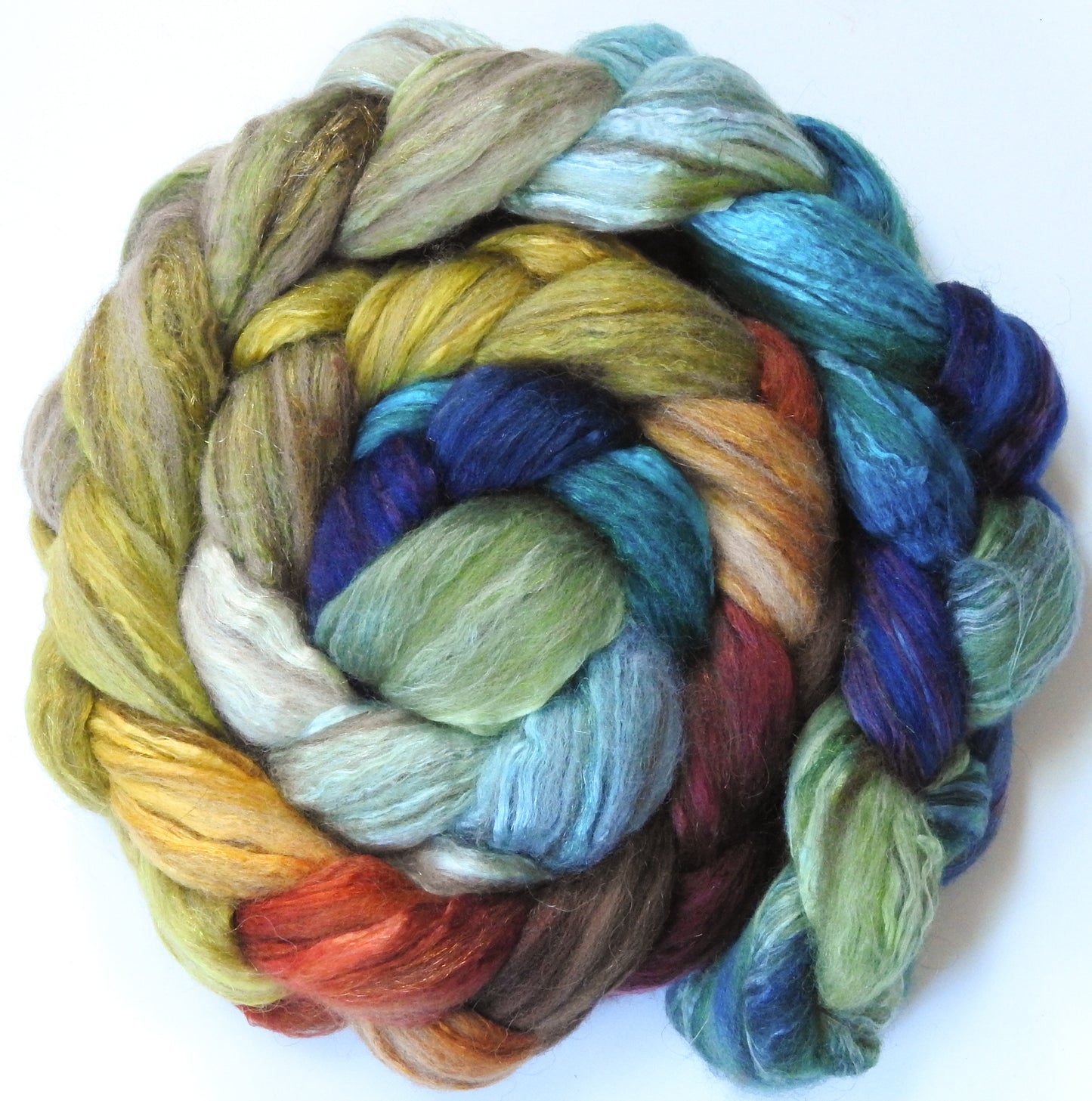 Harvest Moon (5.6 oz) - Batt in a Braid #7 - Polwarth/ Manx / Mulberry silk/ Firestar (30/30/30/10)