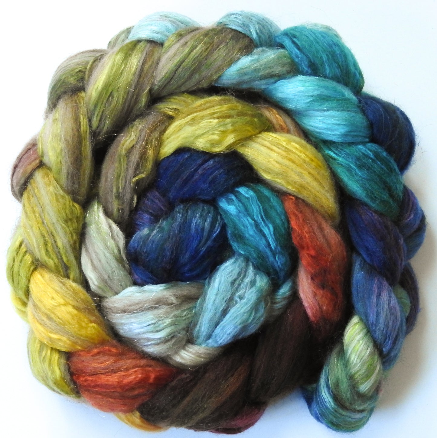 Harvest Moon (5.6 oz) - Batt in a Braid #7 - Polwarth/ Manx / Mulberry silk/ Firestar (30/30/30/10)