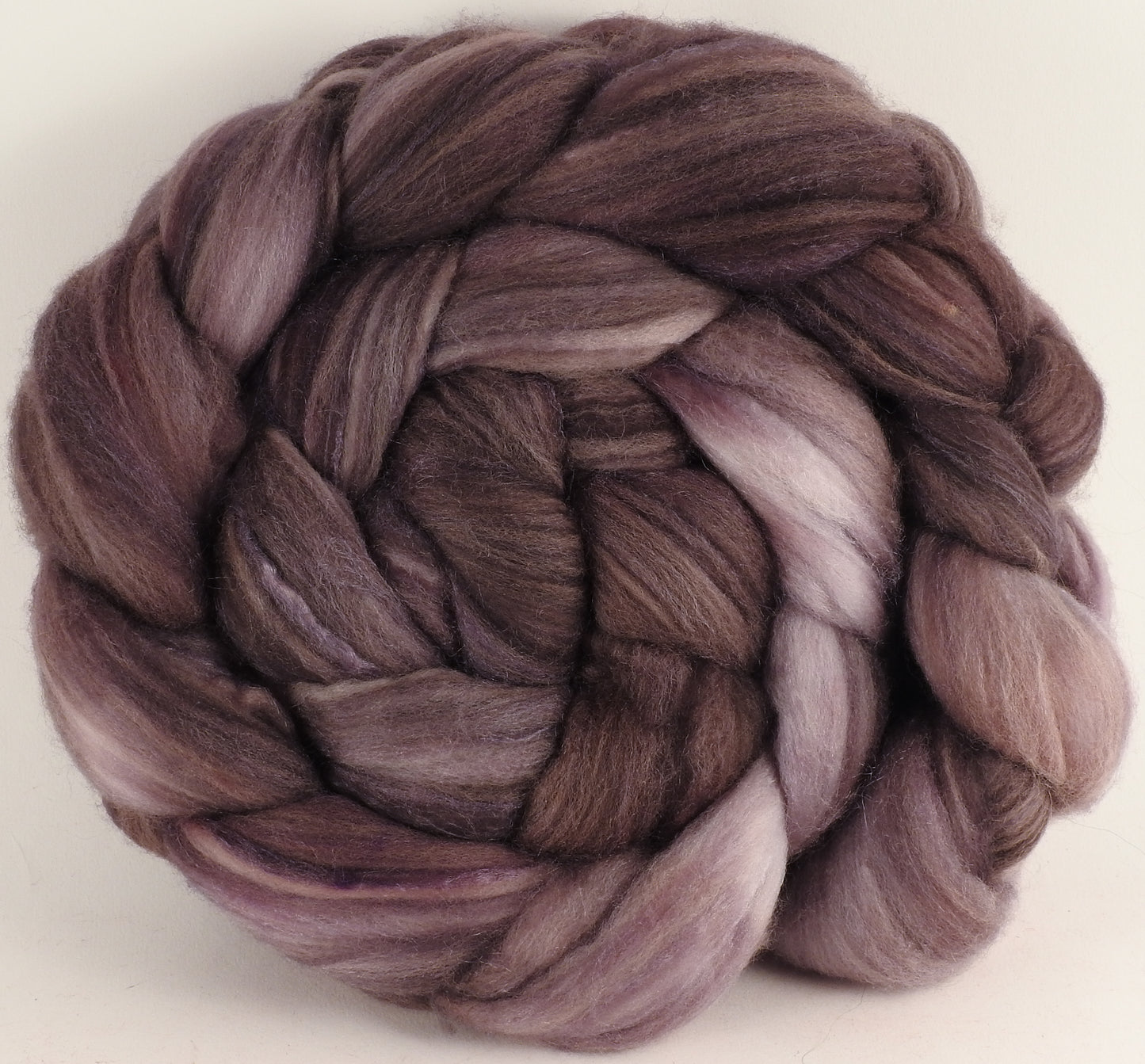 Batt in a Braid #35 - Squirrel (5.3 oz.) - Sw Merino (18.5 mic) /Merino (18.5 mic) / Tussah Silk (40/40/20) - Inglenook Fibers