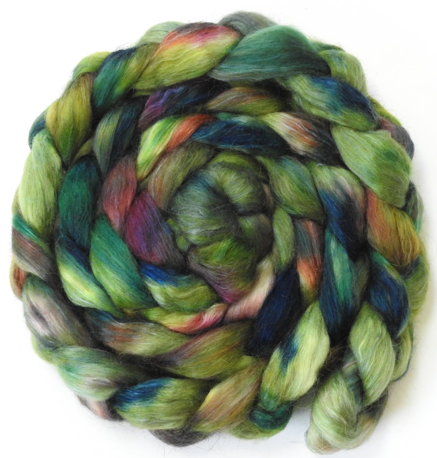 Magic Beans (5.8 oz) -Fusion Series - Batt in a Braid #52- Wensleydale/ Mulberry silk/ Polwarth (60/25/15)-  Fusion Series
