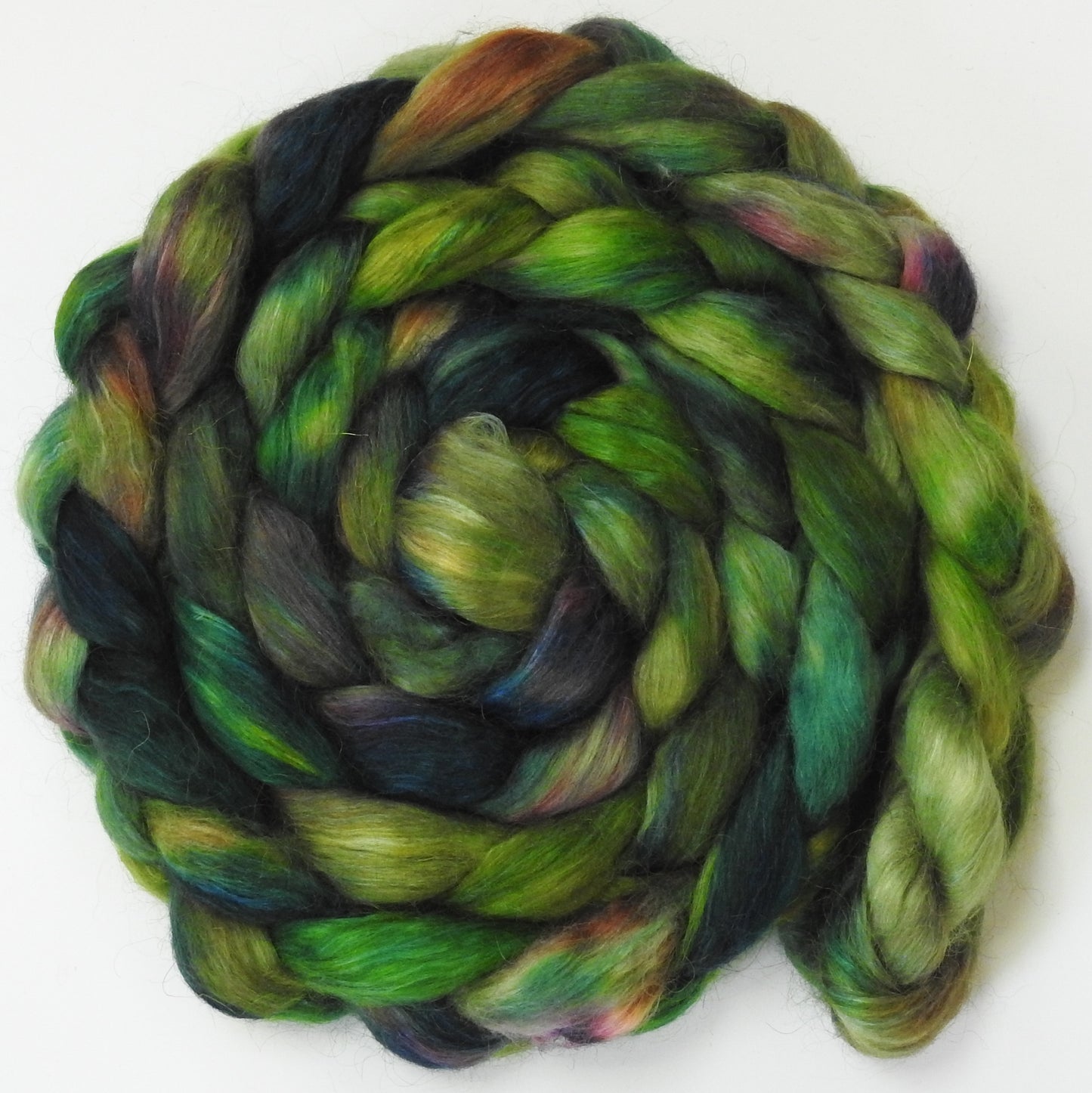 Magic Beans (5.8 oz) -Fusion Series - Batt in a Braid #52- Wensleydale/ Mulberry silk/ Polwarth (60/25/15)-  Fusion Series