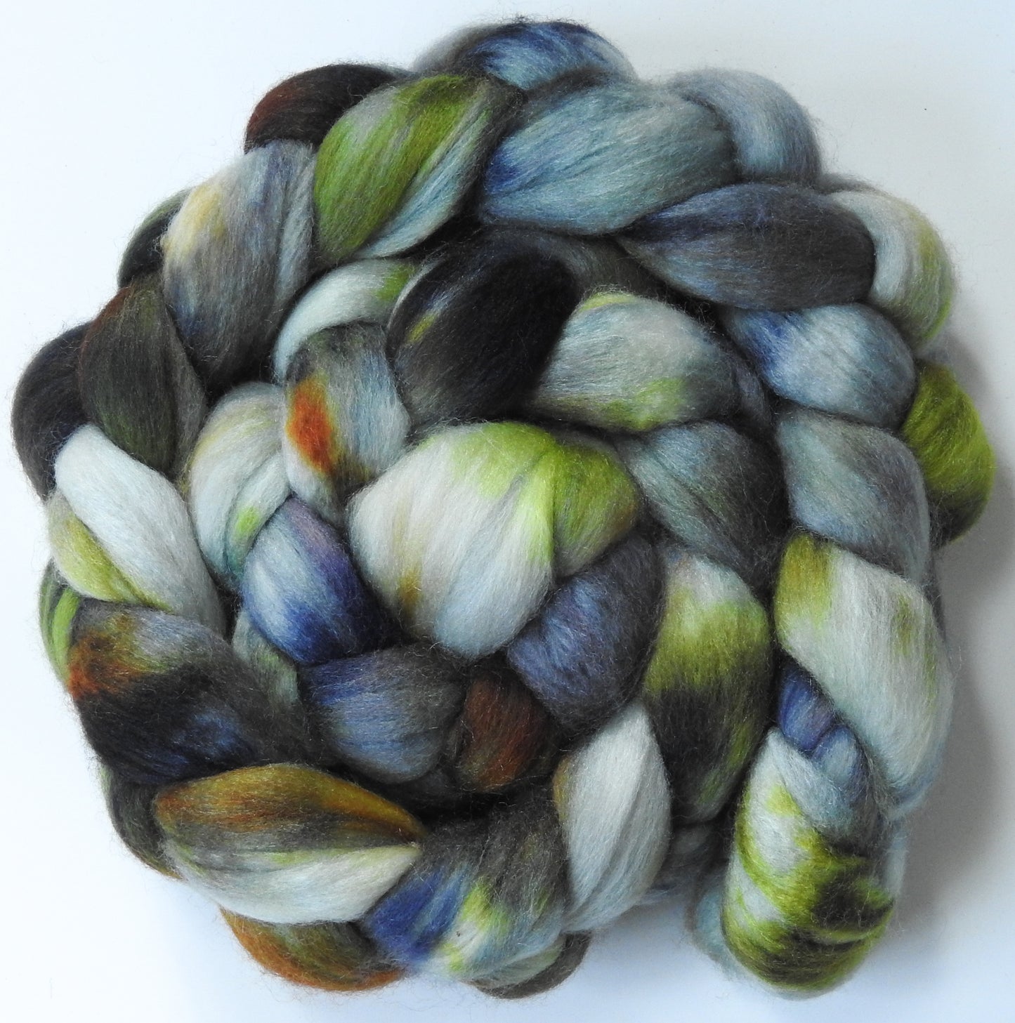 Lichenology (5.5 oz) Batt in a Braid #56- Superfine Merino/Tussah Silk/ Cashmere (60/25/15)