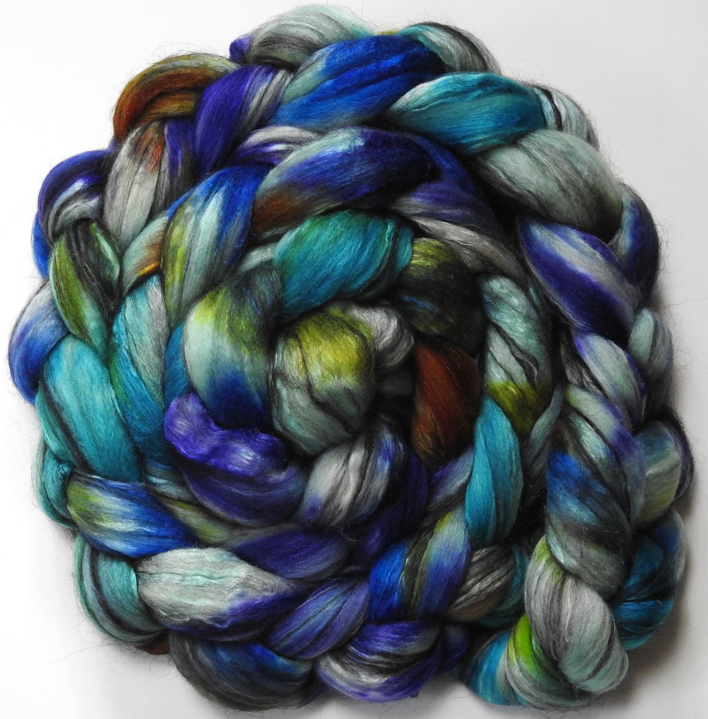 Wishing Well - Batt in a Braid #9 - Superfine Merino/ Mulberry Silk / Black Alpaca (50/40/10)