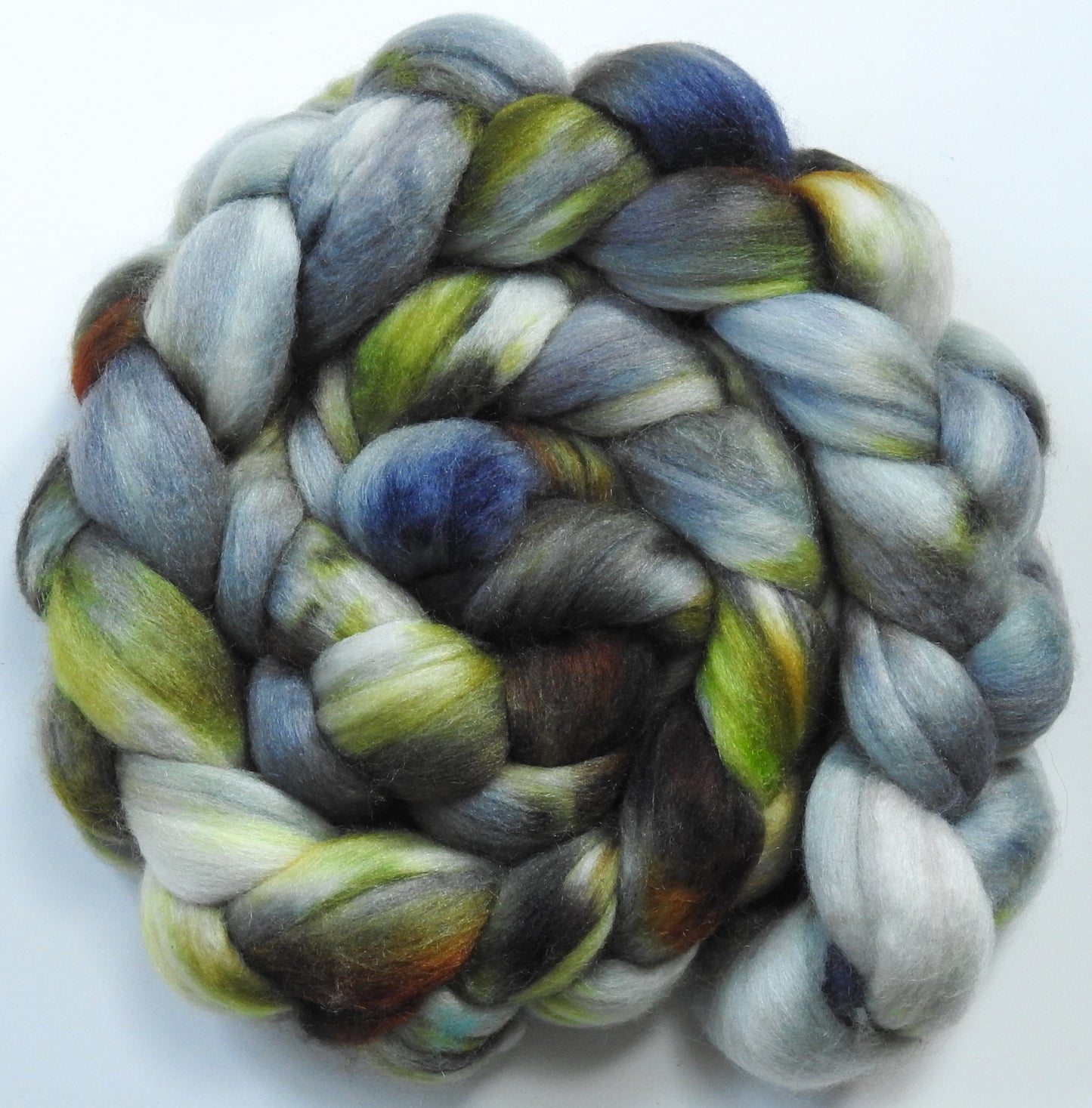 Lichenology (5.5 oz) Batt in a Braid #56- Superfine Merino/Tussah Silk/ Cashmere (60/25/15)