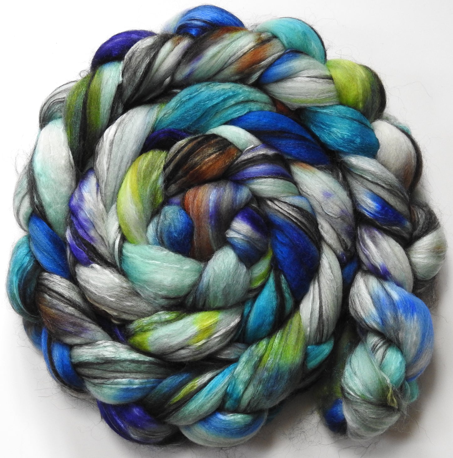 Wishing Well - Batt in a Braid #9 - Superfine Merino/ Mulberry Silk / Black Alpaca (50/40/10)
